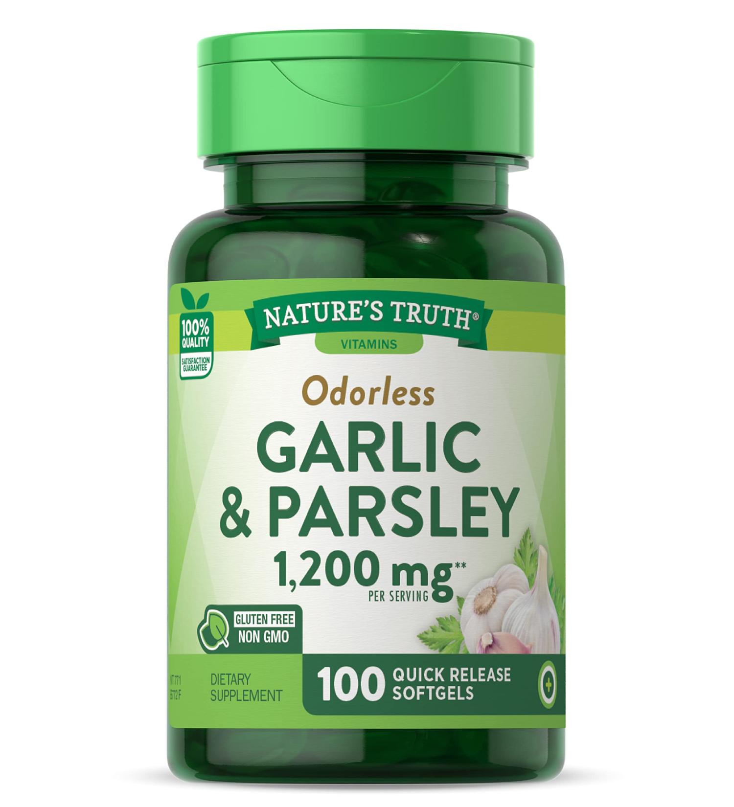 Nature's Truth Odorless Garlic & Parsley 100 Count - Herbal Supplement for Overall Health - Buy Online on GoSupps.com