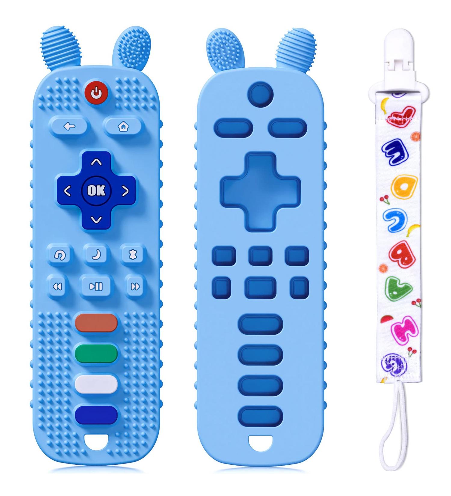 Scuwtocn Silicone Teether Toys for Baby 6-12 Months | Remote Control Shape Teething Toy - Sky Blue - Buy Online on GoSupps.com
