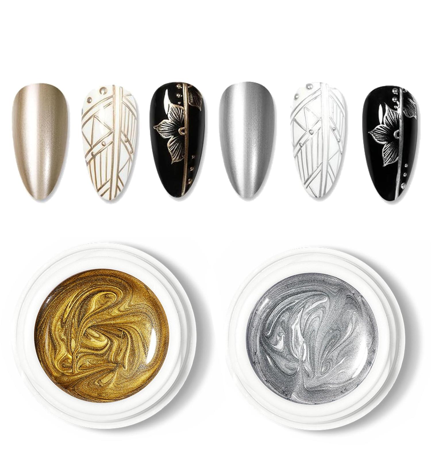 Metallic Painted UV Gel Nail Polish Mirror Metal Painting Gel Polish Gold Silver Nail Art Drawing Nail Polish Soak Off Nail Gel Home DIY Manicure Liner Gel Nail Varnish Gold & Silver - Buy Online on GoSupps.com