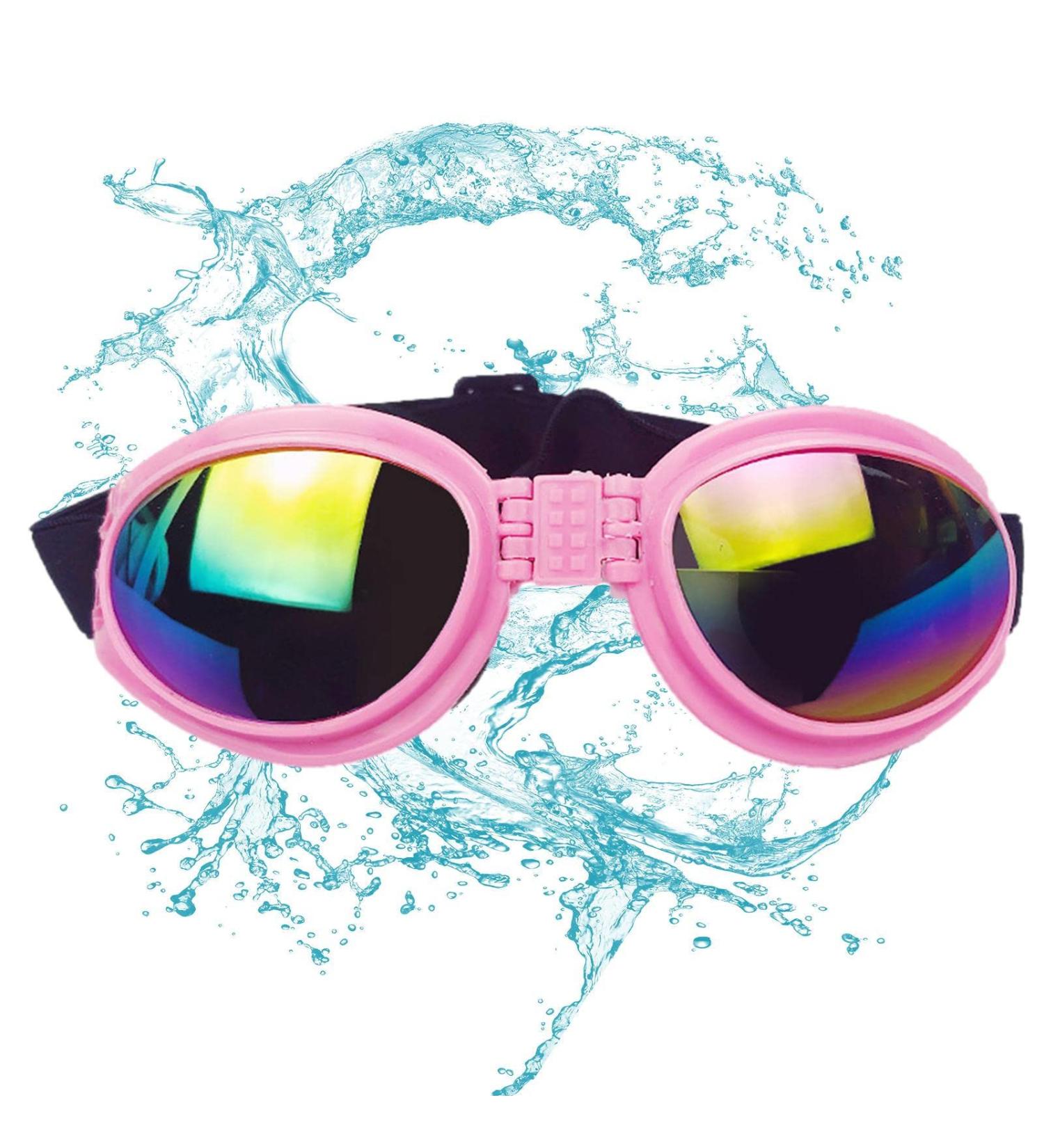 Luckxing Glasses for Dogs | Cat & Dog Barrel Glasses for Medium Dogs | Windproof Soft Eye Protection - Pink - Buy Online on GoSupps.com