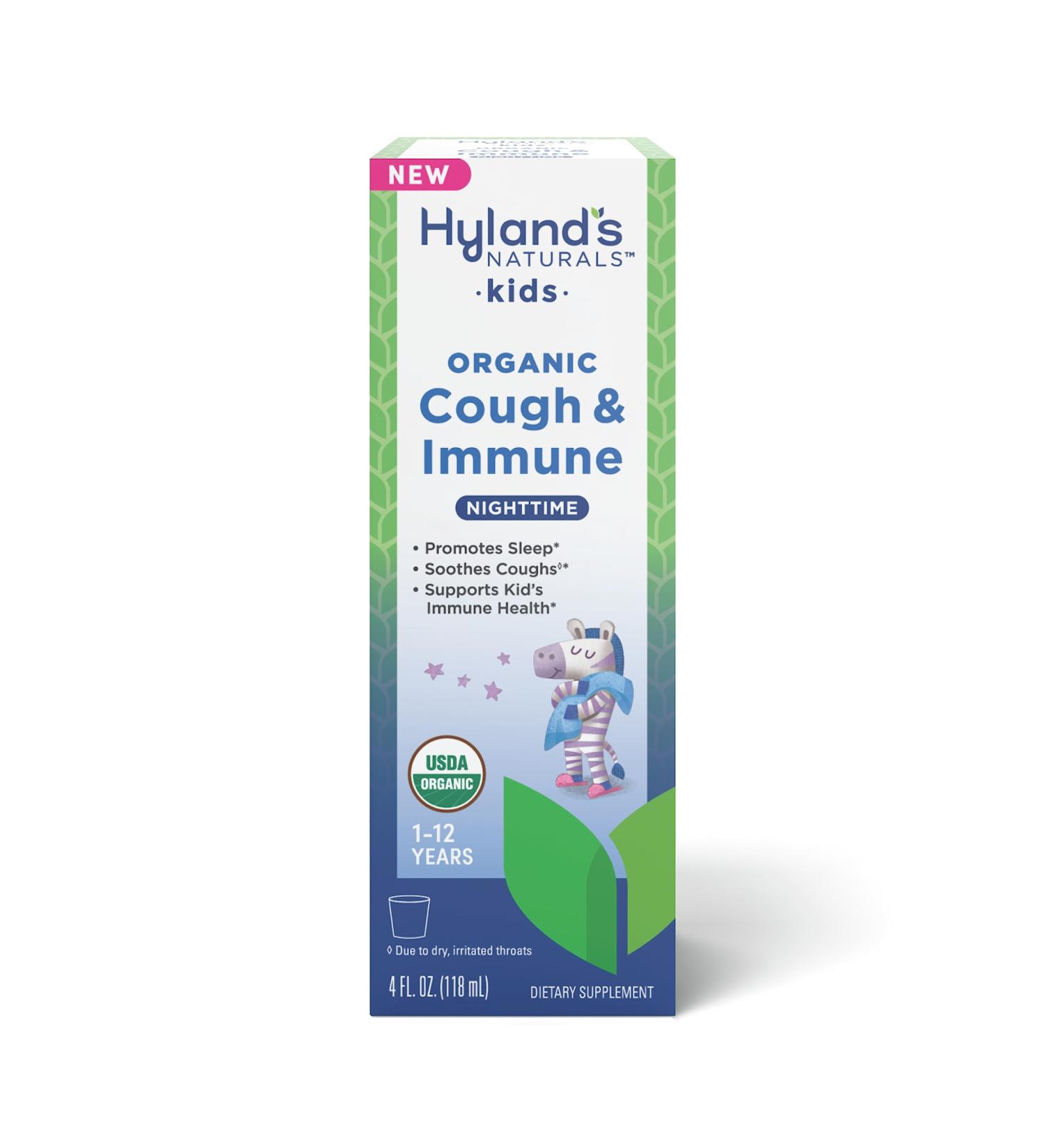 Hyland's Naturals Kids Organic Nighttime Cough & Immune Syrup - with Agave, Elderberry, & Pomegranate - 4 Fl. Oz - Buy Online on GoSupps.com