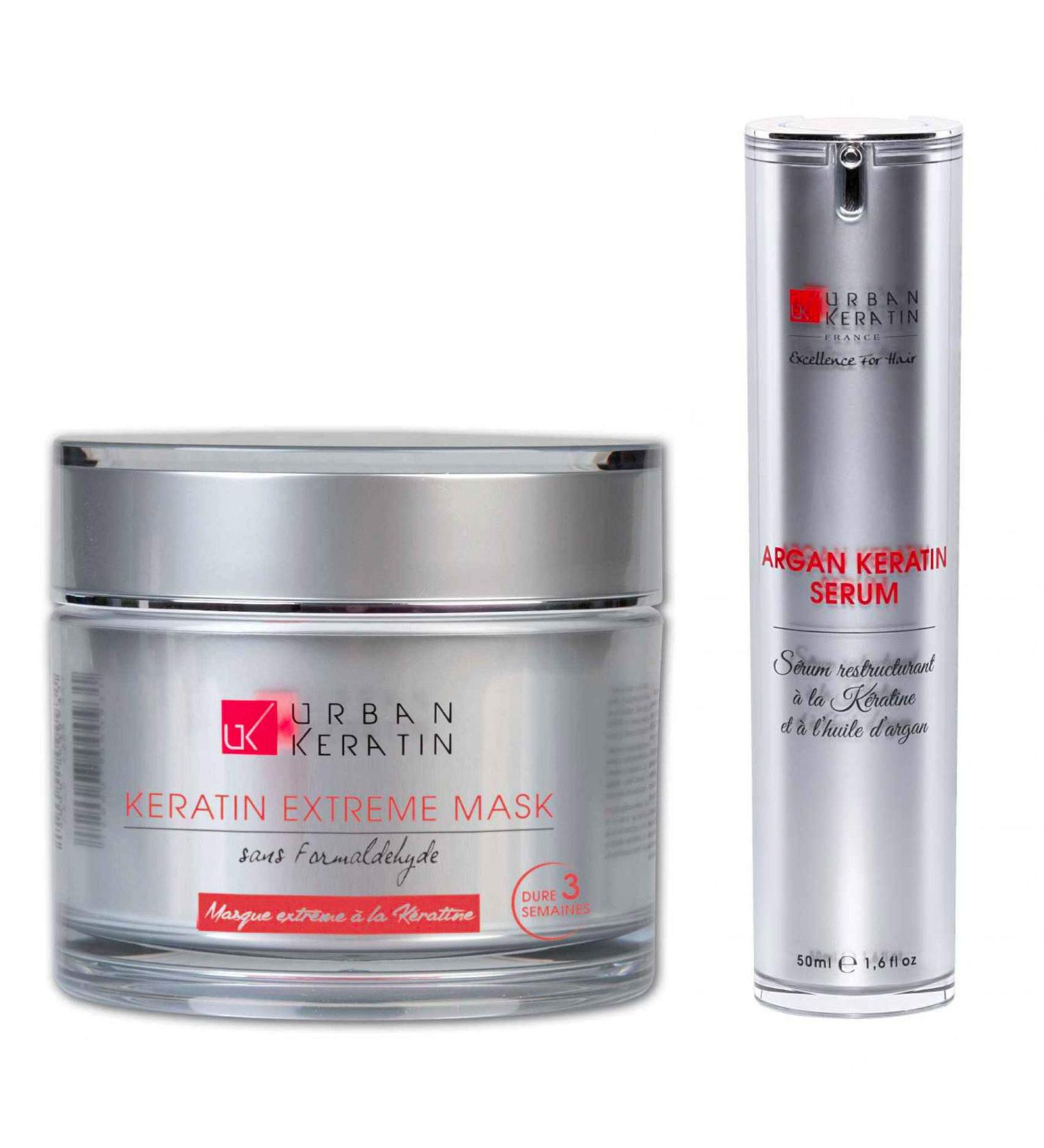 Urban Keratin Keratin Mask & Serum Duo Kit | Serum & Mask | Keratin Mask and Serum Kit | Brazilian Smoothing Mask and Serum | Made In France - Buy Online on GoSupps.com