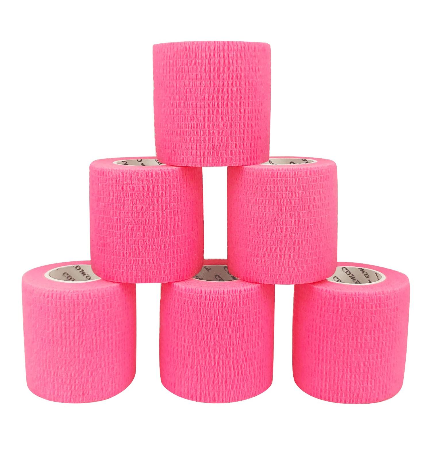 COMOmed Self Adherent Cohesive Bandage - 2x5 Yards - Hot Pink - 6 Rolls - First Aid Wrap for Wrist, Ankle, Sprains, Swelling - Vet Tape - Stretch Sport Bandages - Buy Online on GoSupps.com