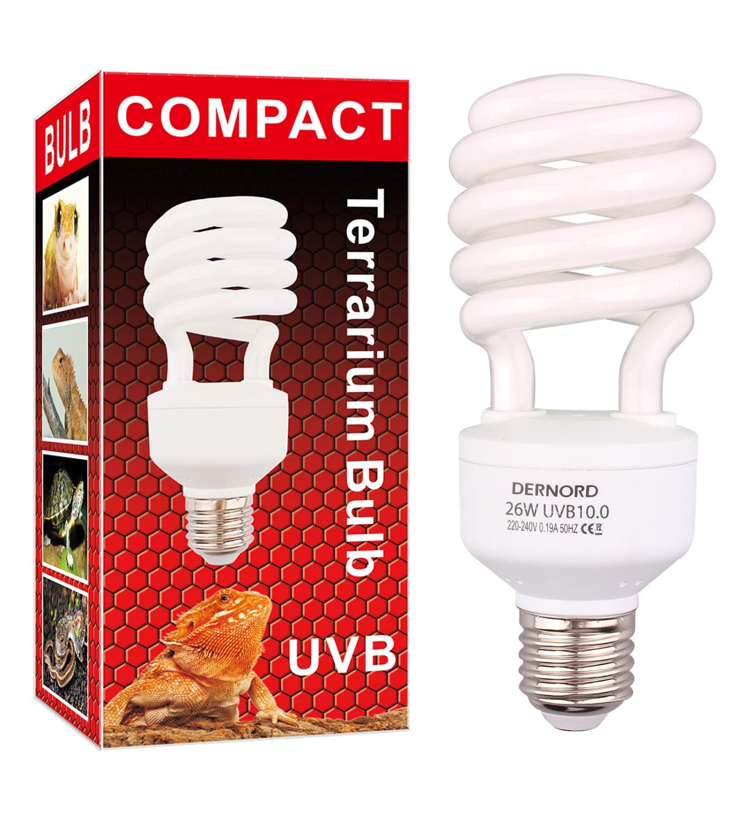 Dernord UV Lamp for Reptiles - 26W UVA UVB Heat Lamp for Terrariums Budgies Leopard Geckos & Turtles - Buy Online on GoSupps.com