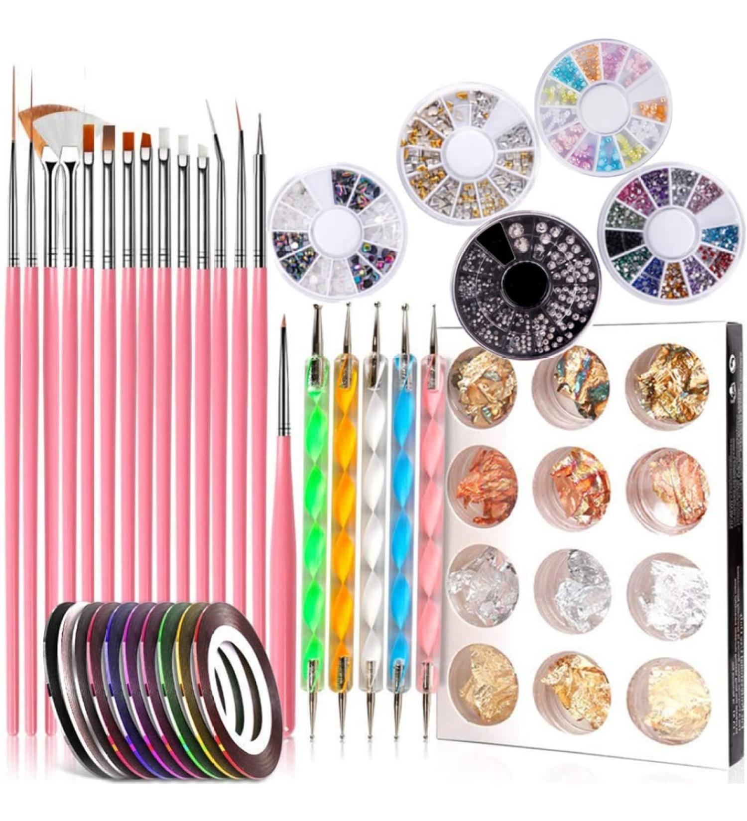 Nail Art Tools Nail Painting Brushes Dotting Pens Designers Manicure Tapes Pink Kit Nail Painting Brushes Dotting Tools - Buy Online on GoSupps.com