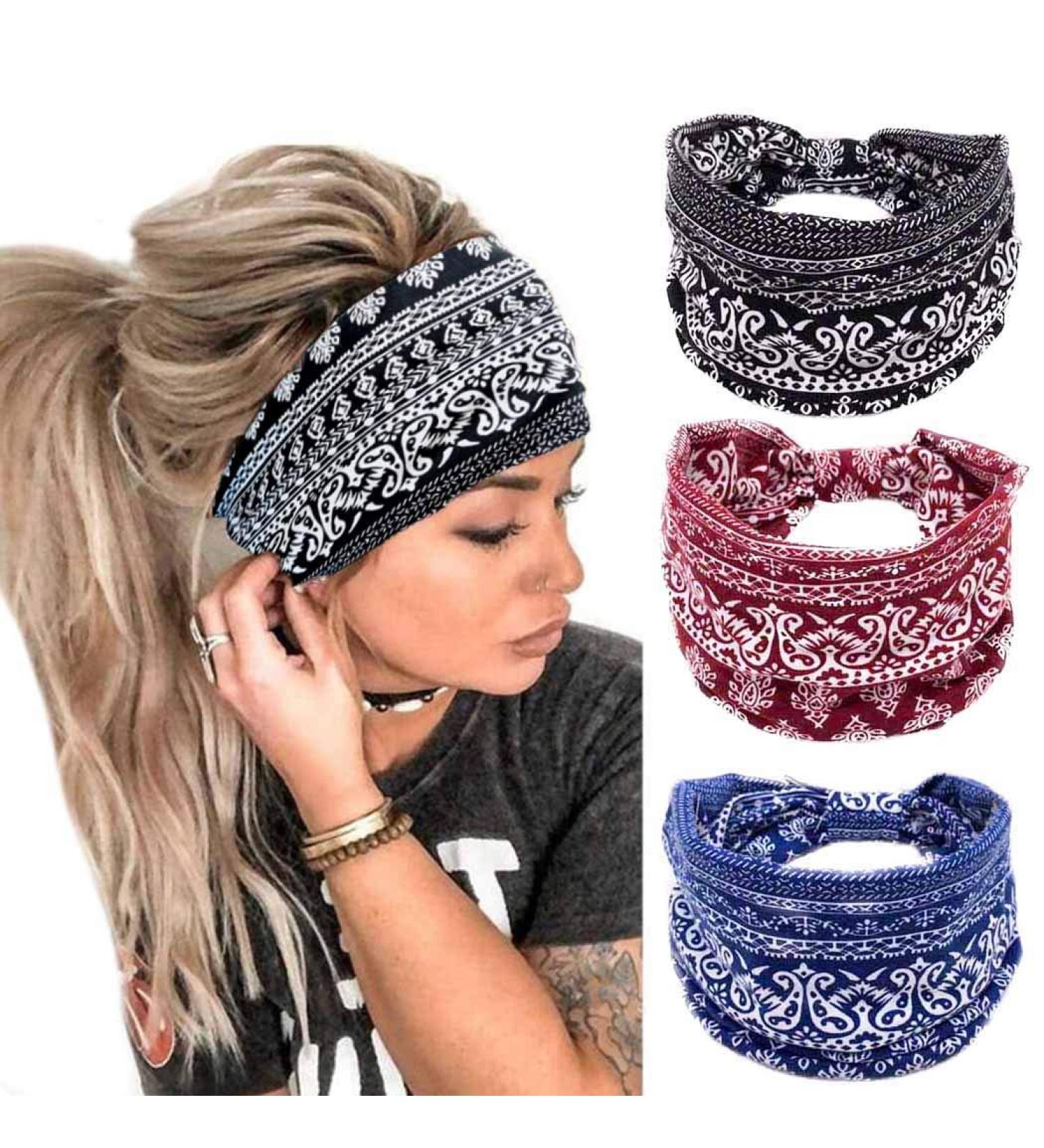 Bohend Boho Headbands - Wide Knotted Hair Bands with Fashion Printing for Women and Girls - Buy Online on GoSupps.com