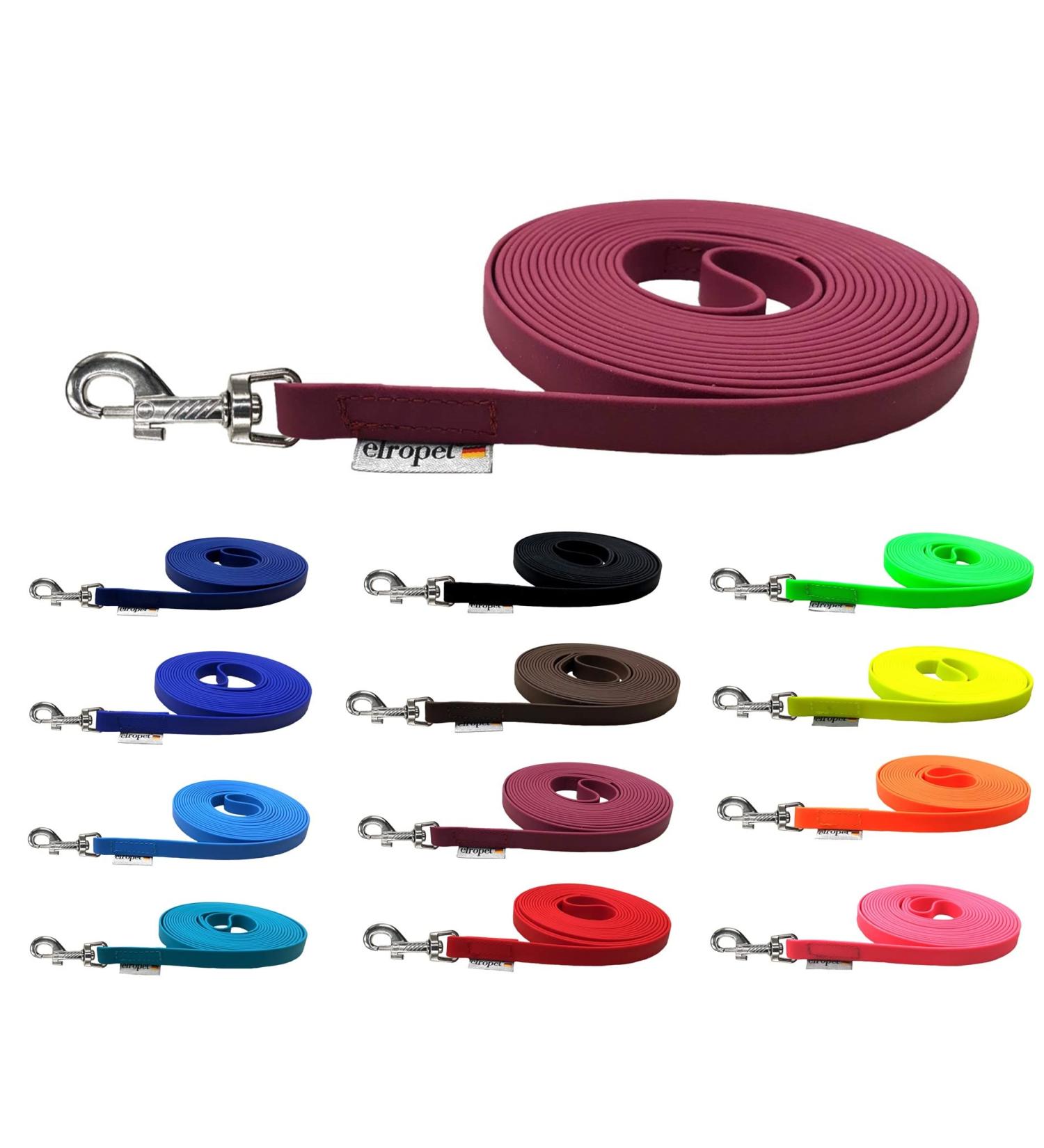 Terrified Biothane Dog Leash - Durable 16mm Wide for Medium/Large Dogs | 3m 5m 10m 15m Options | Bordeaux with Hand Loop - Buy Online on GoSupps.com