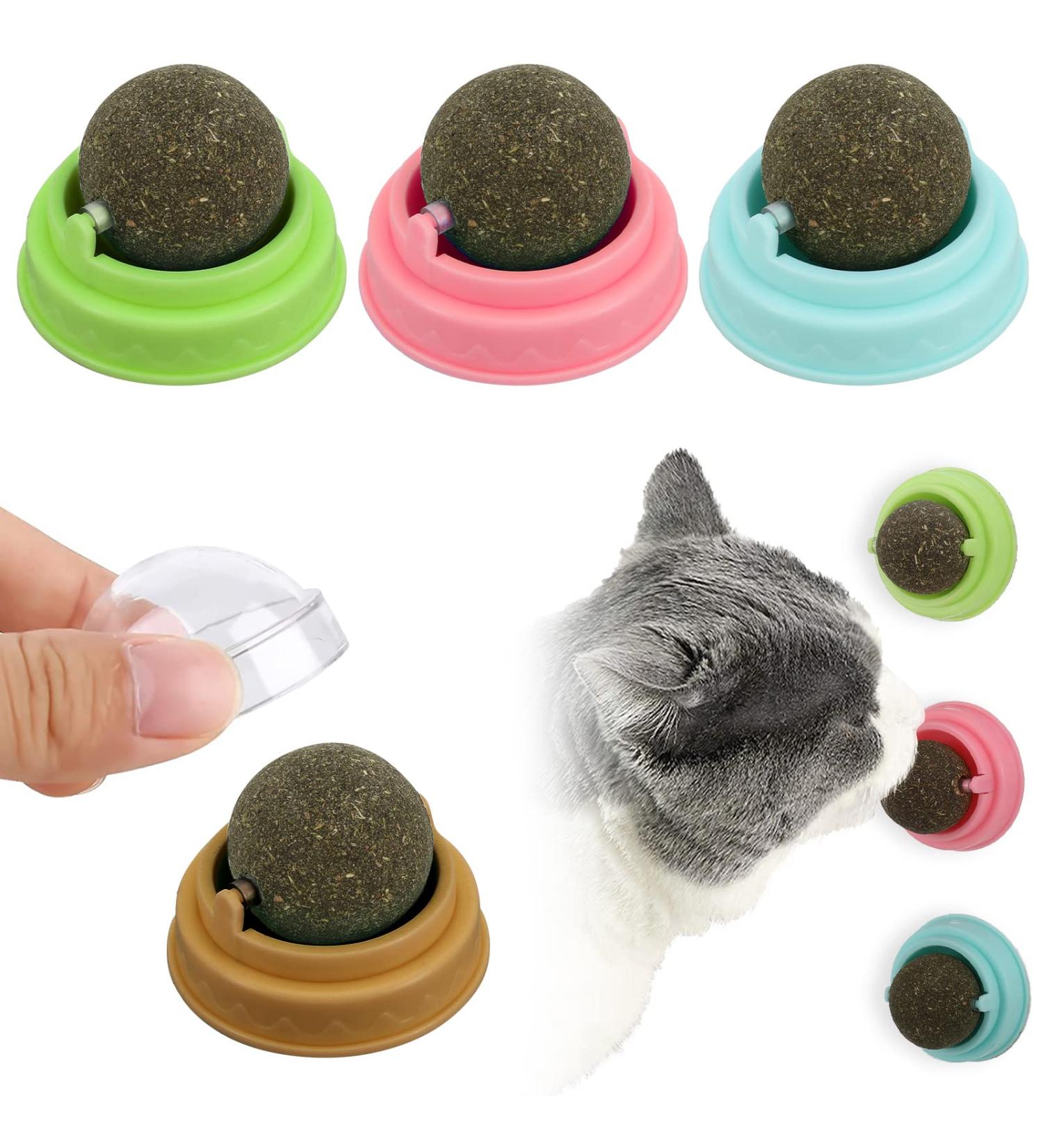 Xinstroe 4 Pack Catnip Balls Toys - Rotating Wall Catnip Balls for Engaging Cat Play | Shop Internationally - Buy Online on GoSupps.com