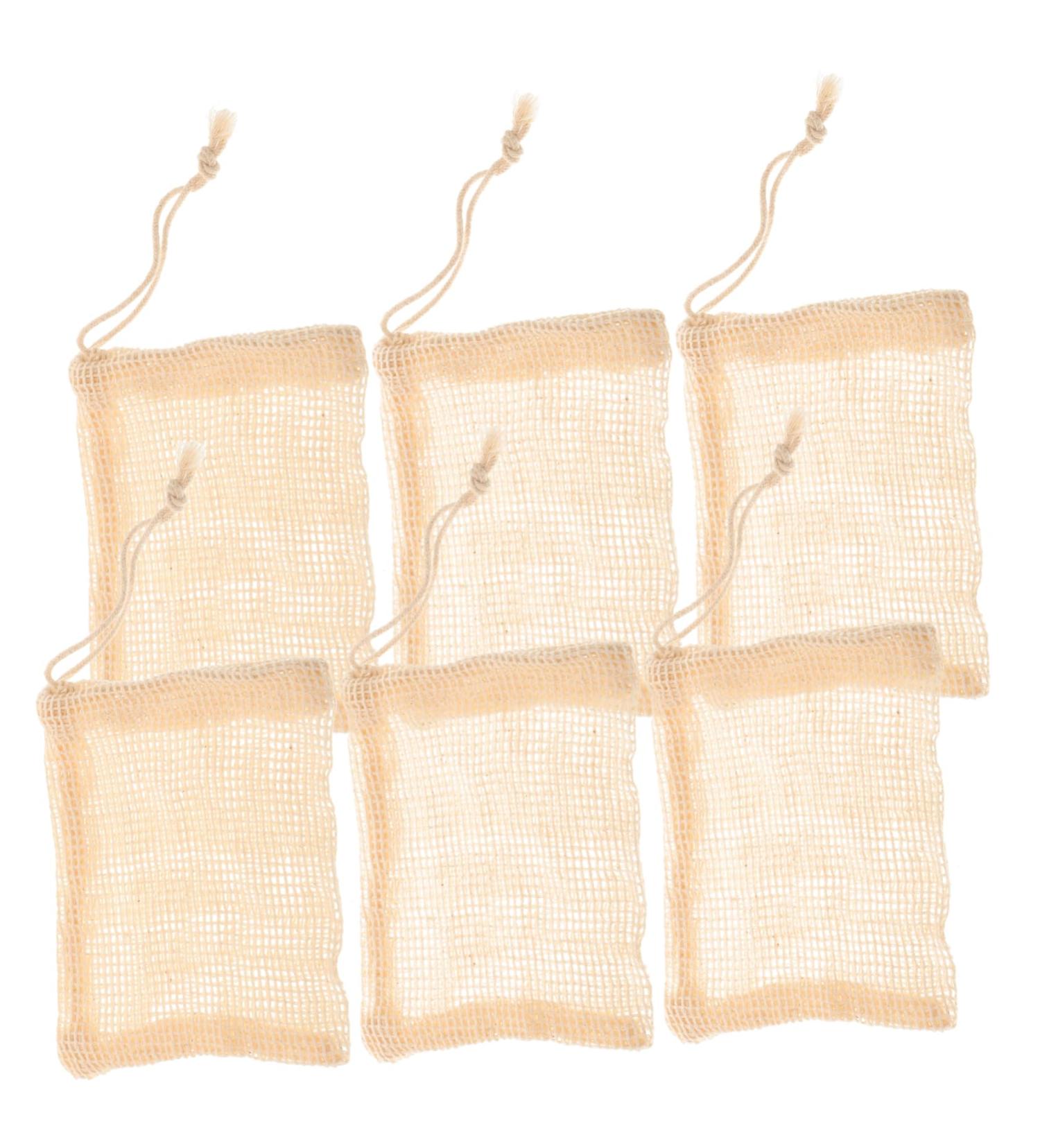 NULYLU 6pcs Soap Bag Exfoliating Soap Pocket Soap Mesh Pouch Soap Holder Bag Bar Soap Holder Ramie Beige - Buy Online on GoSupps.com