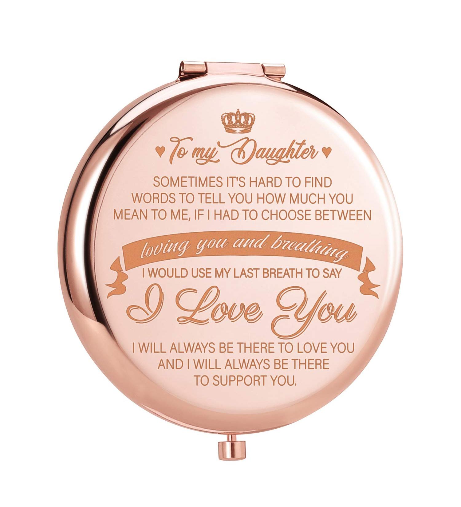 ElegantPark Personalized Compact Mirror - Engraved Birthday Gift for Daughter - Rose Gold Travel Makeup Mirror from Mom & Dad - Buy Online on GoSupps.com