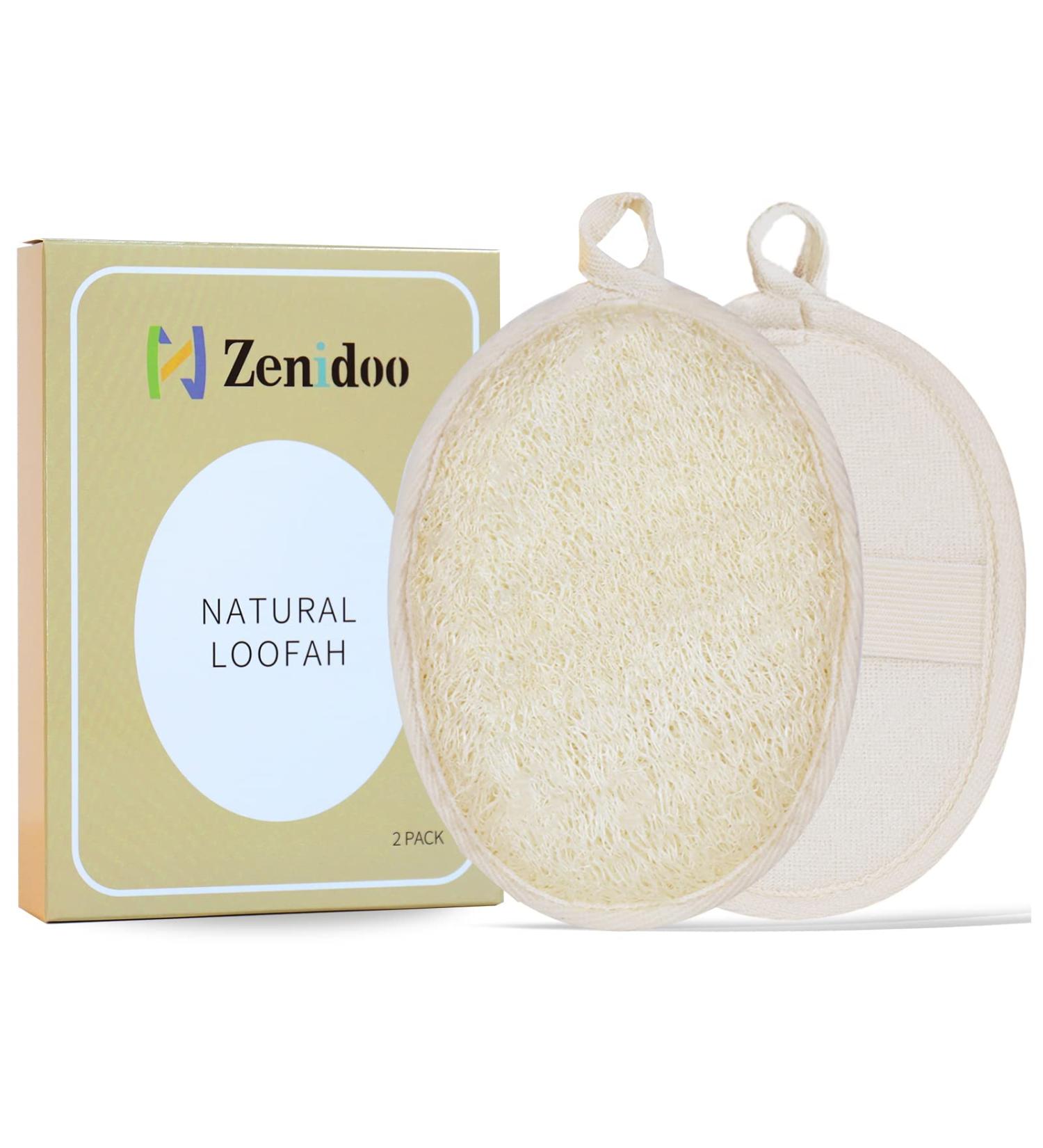Zenidoo Natural Loofah Exfoliating Body Scrubber - Eco-Friendly Luffa Pads for Shower, Men and Women - Large Size, 2 Pack - Buy Online on GoSupps.com