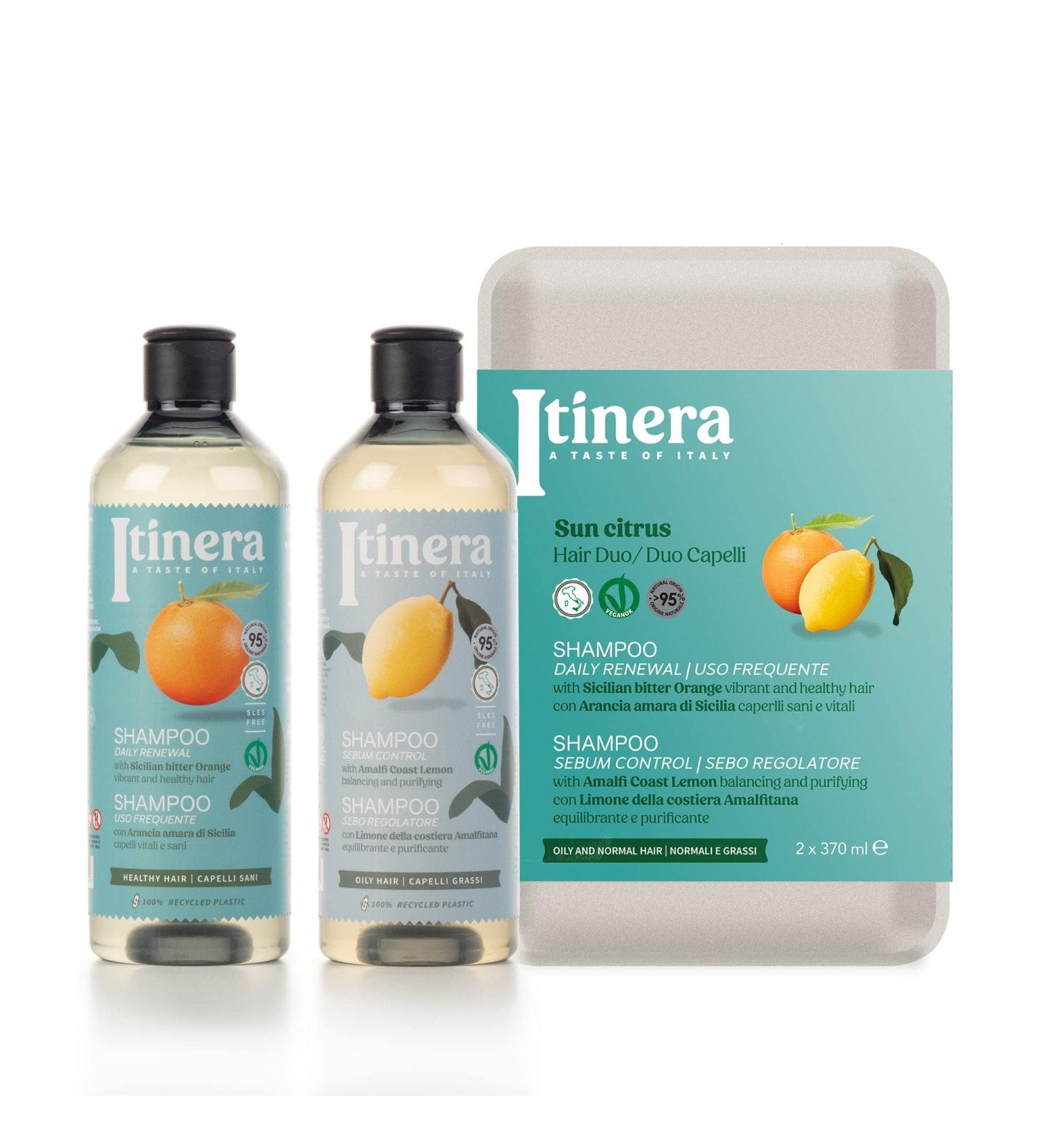 Itinera Sun Citrus Duo Gift Box | Sebum Protection & Daily Renewal Shampoo | Vegan & 95% Natural Origin | Healthy/Oily Hair Care - Buy Online on GoSupps.com