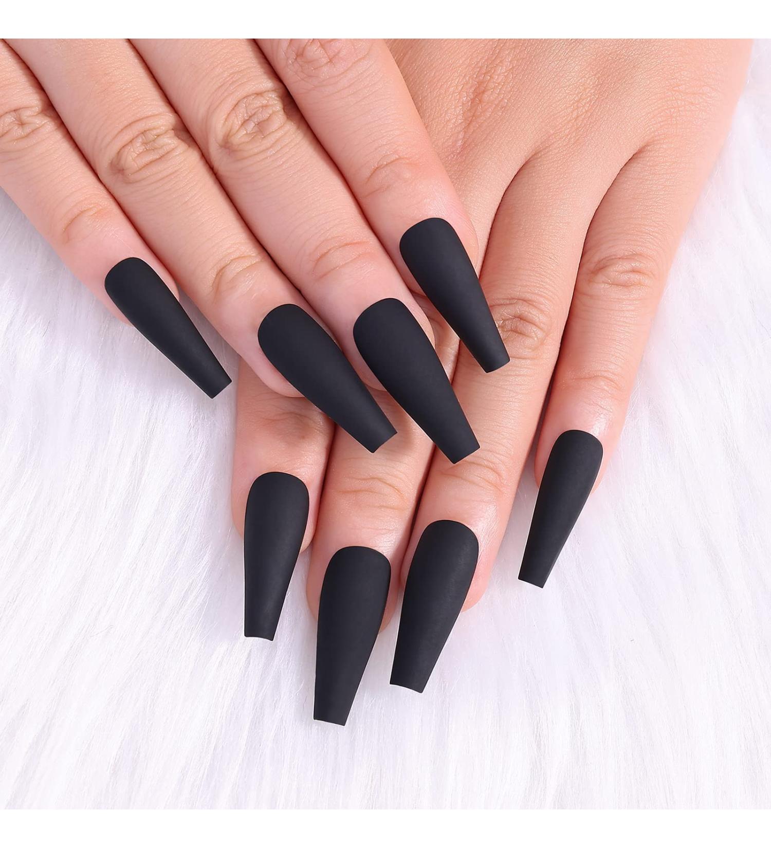 Artquee 24pcs Black Matte Coffin Ballerina Press-On Nails - Stylish Manicure for Women & Girls - Buy Online on GoSupps.com