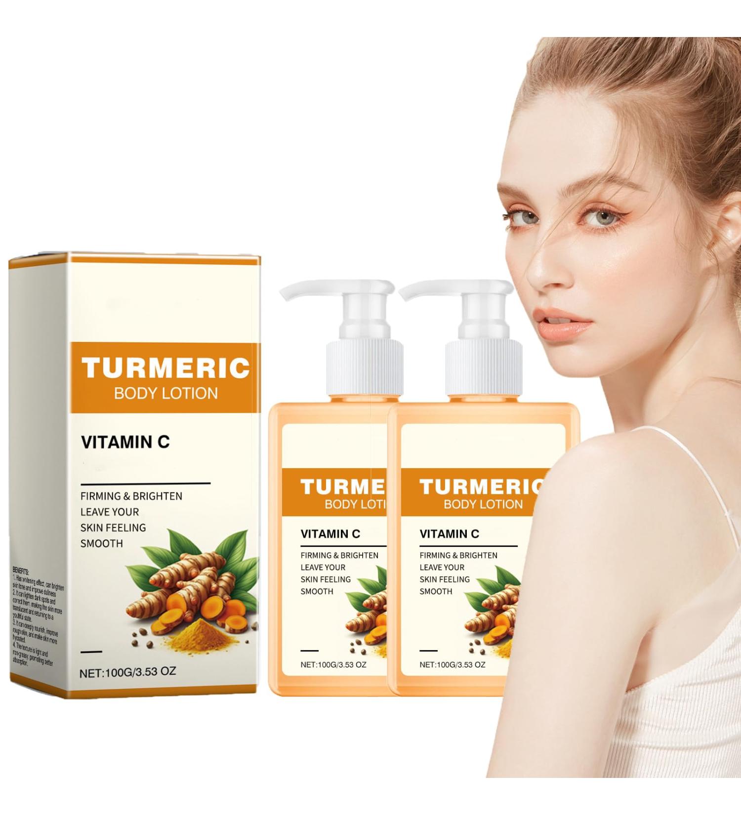  NACGYUDP Set of 2 turmeric and vitamin C body lotions - Moisturizing brightening and firming for face and body smooths skin nourishing cream for dry skin - Buy Online on GoSupps.com