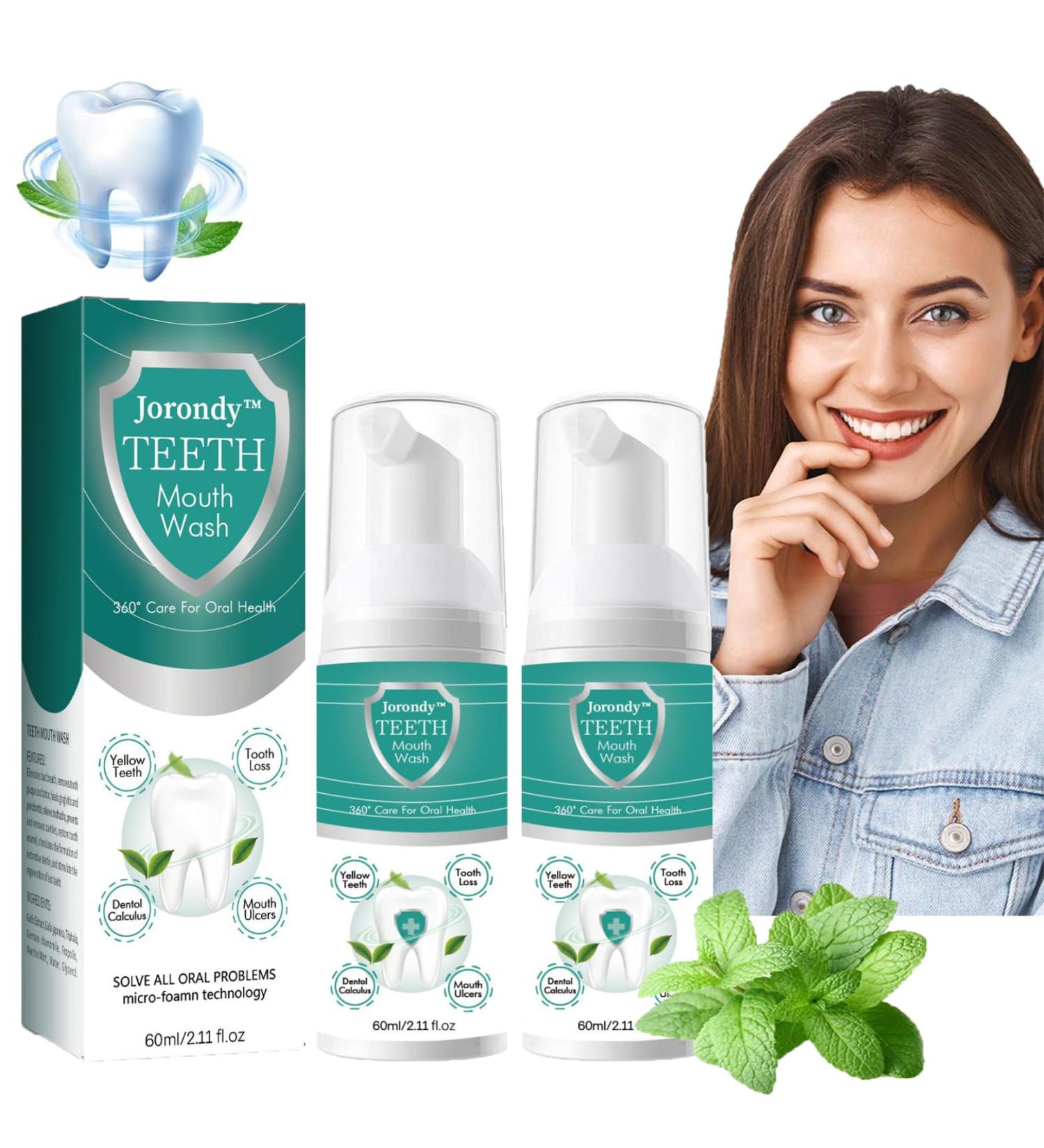 Buy 2PC Jorondy Teeth Mouthwash - Whitening Foam & Tartar Removal | Brightening Oral Repair - Buy Online on GoSupps.com