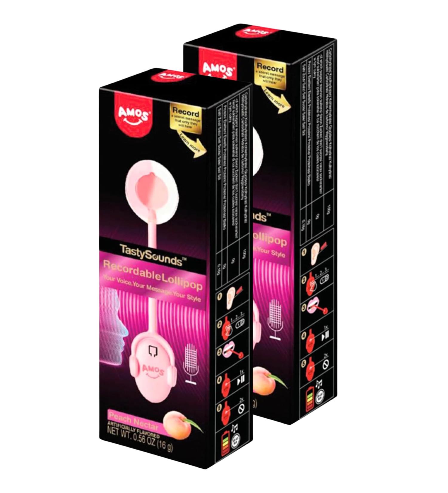 Amos TastySounds Candy Lollipop Peach Nectar Flavour 16g (Pack of 2) | Individually Packed Recordable Music Lollipop - Buy Online on GoSupps.com