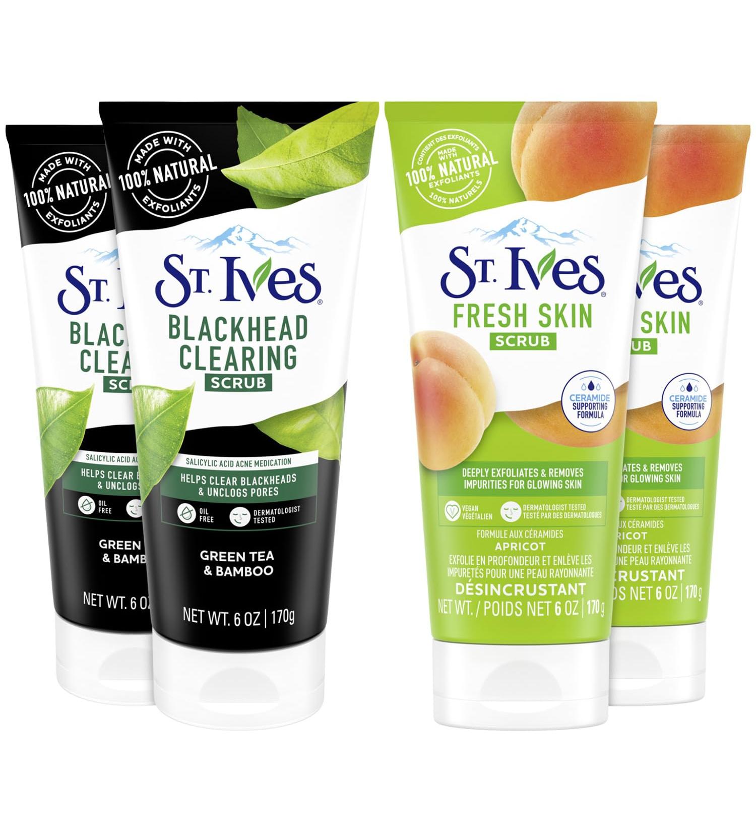 St. Ives Facial Scrub Set Bundle Apricot & Green Tea Exfoliators Acne Treatment 4-Piece Skin Care Set - International Shipping Available - Buy Online on GoSupps.com