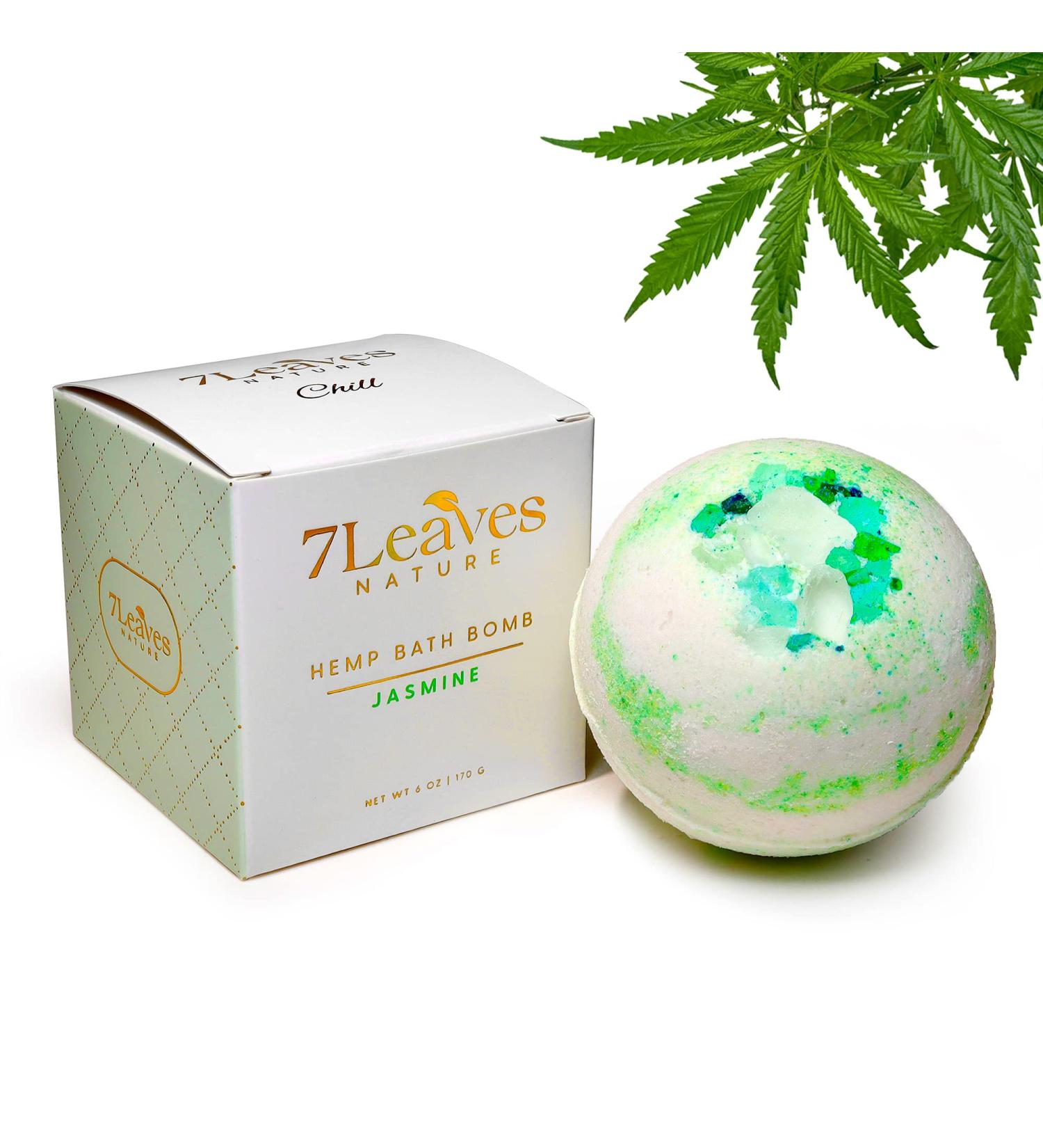 7Leaves Nature Hemp Bath Bomb Jasmine - Large 6oz All-Natural Fizzies for Skin Moisturizing - Buy Online on GoSupps.com