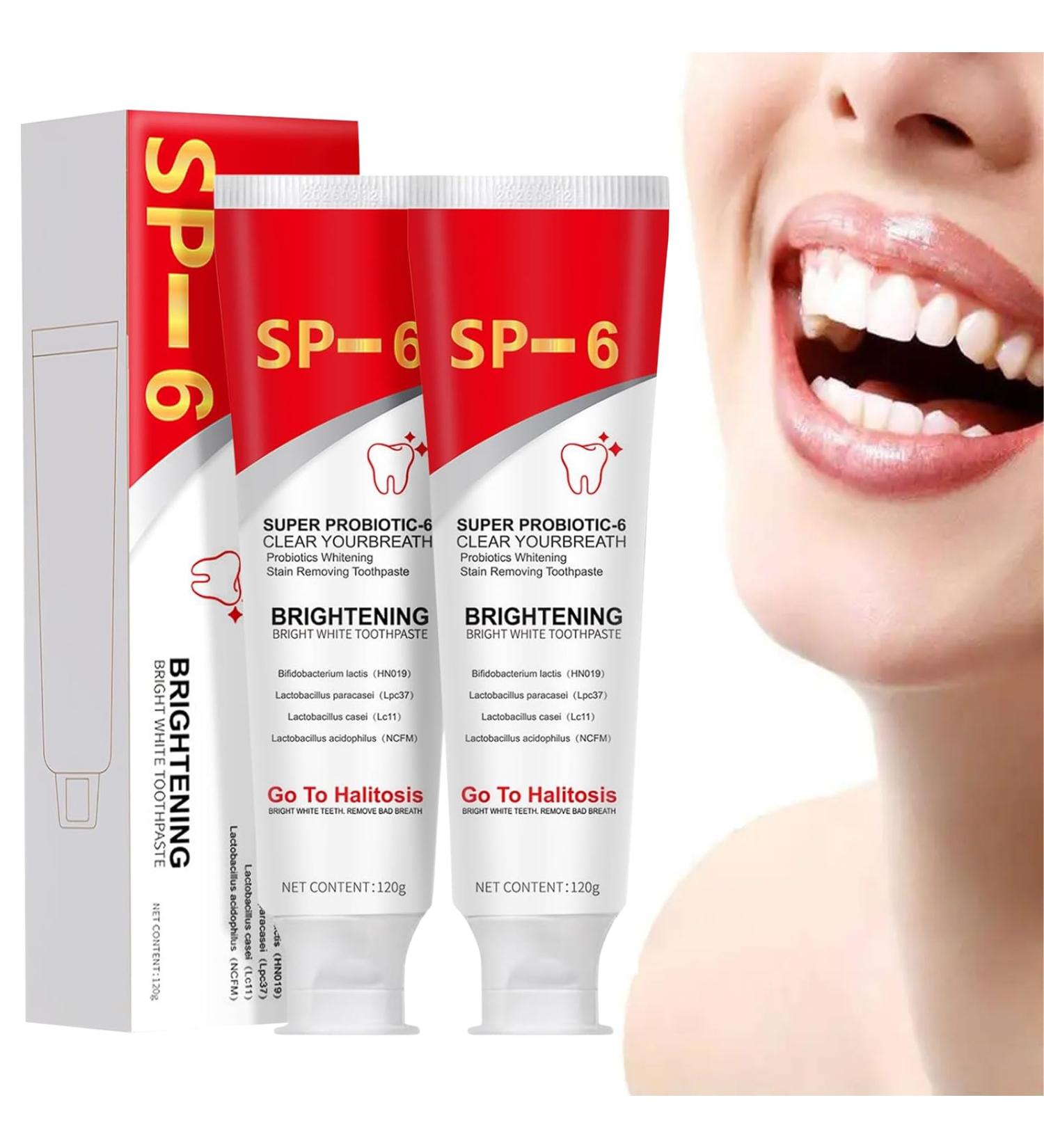 Dentifrice Blanchissant 2pcs Sp6 Dentifrice SP-6 Dentifrice Probiotique Blanchissant SP6 Dentifrice Probiotique Nettoyage en Profondeur Haleine Fra che Soin Complet des Dents et Gencives - Buy Online on GoSupps.com
