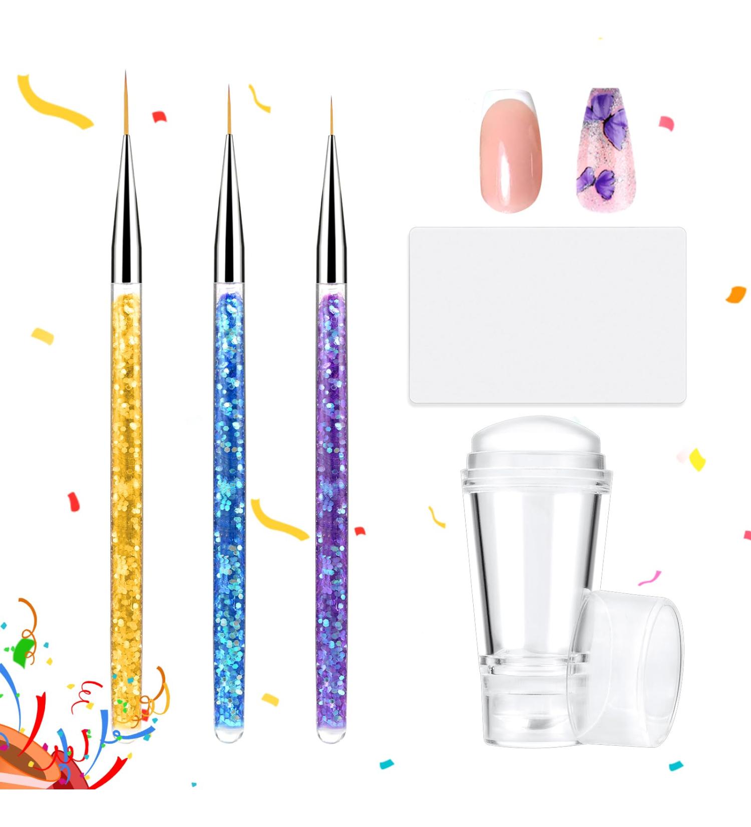 French Tip Nail Stamp Set - Dual Head Silicone Stamper 3 Detail Brushes & Scraper for Stunning Nail Art - Perfect for Home & Salon - Buy Online on GoSupps.com