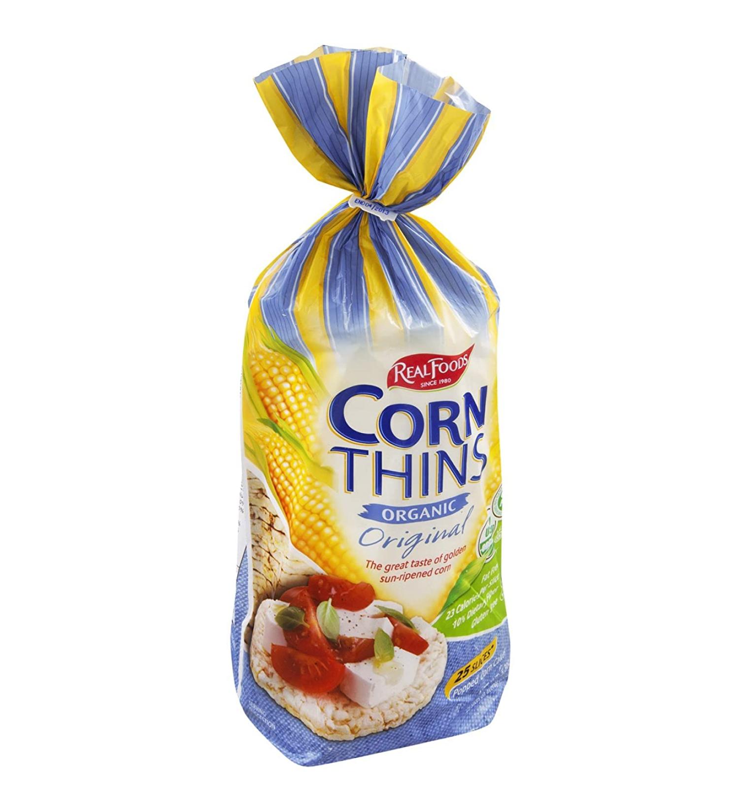 Real Foods Organic Corn Thins -  Original - 5.3 Ounce Bag (Pack of 12)
