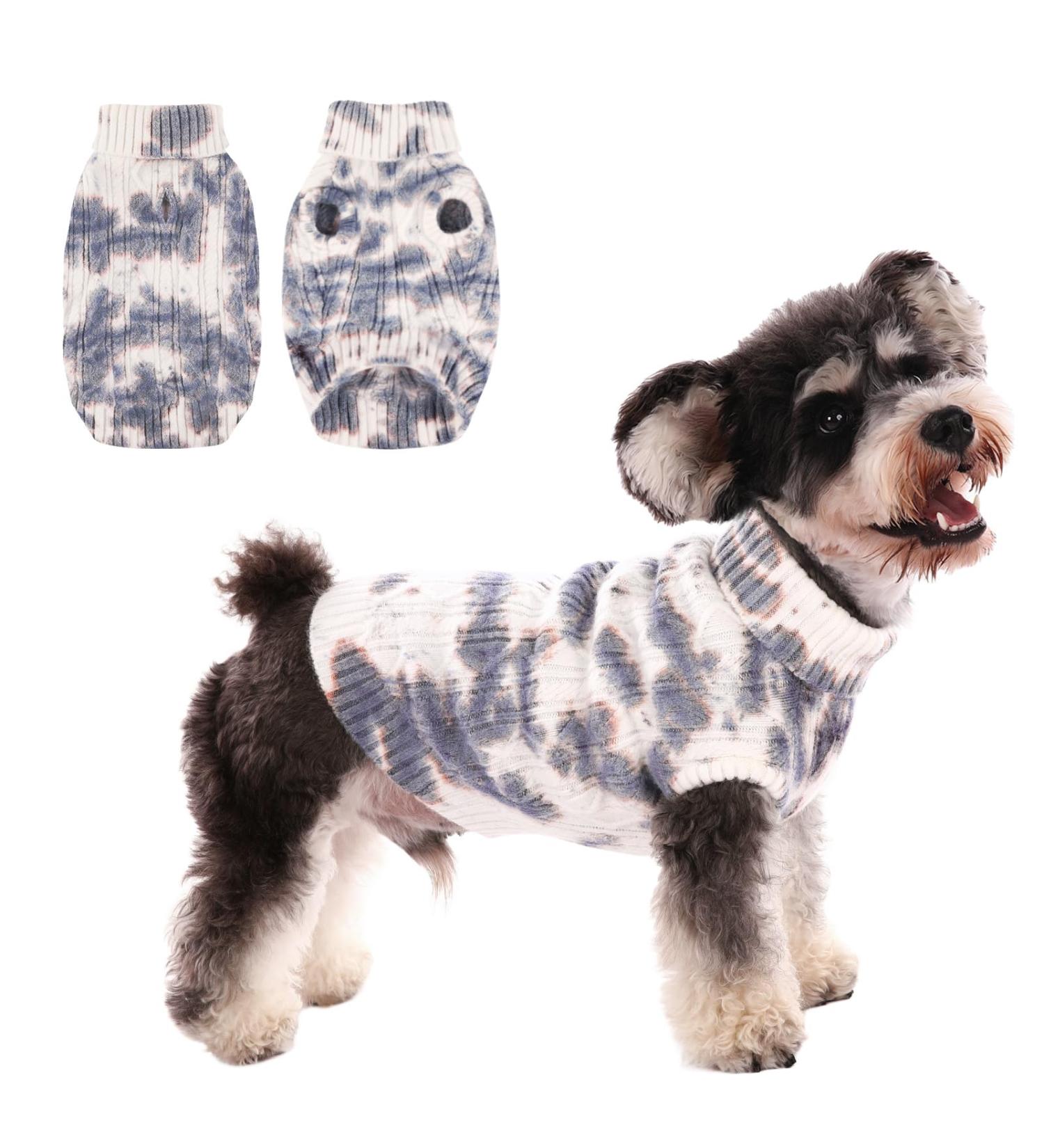 Cit toile Warm Winter Dog Sweater | Soft Knitted Turtleneck Pet Coat for Cold Weather | Color Gradient Design for Small & Medium Dogs | Blue XS X-Small - Buy Online on GoSupps.com