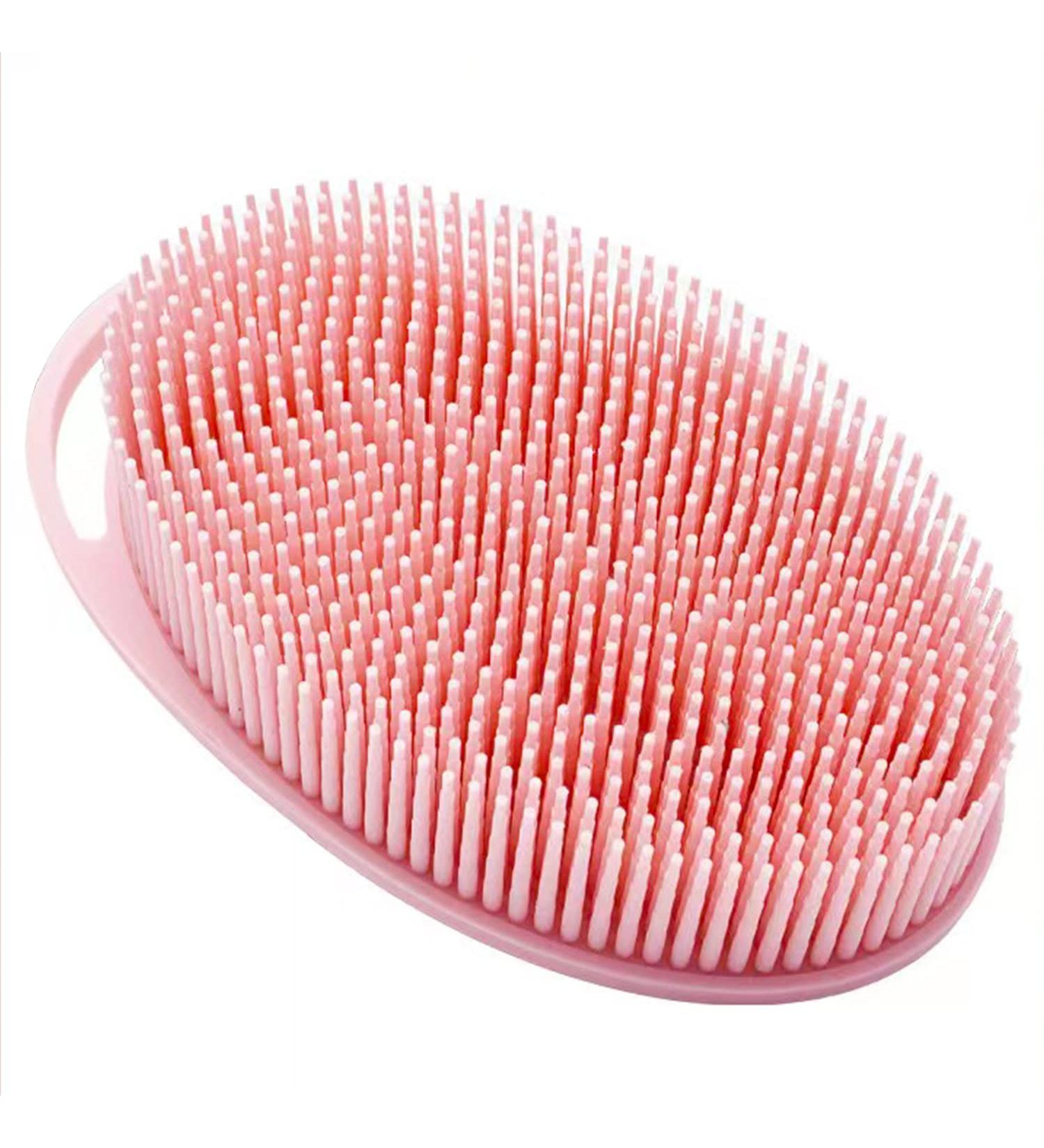 Silicone Body Brush Exfoliating Scrubber | Soft Bath Shower Brush for Kids & Adults | Pink - Buy Online on GoSupps.com