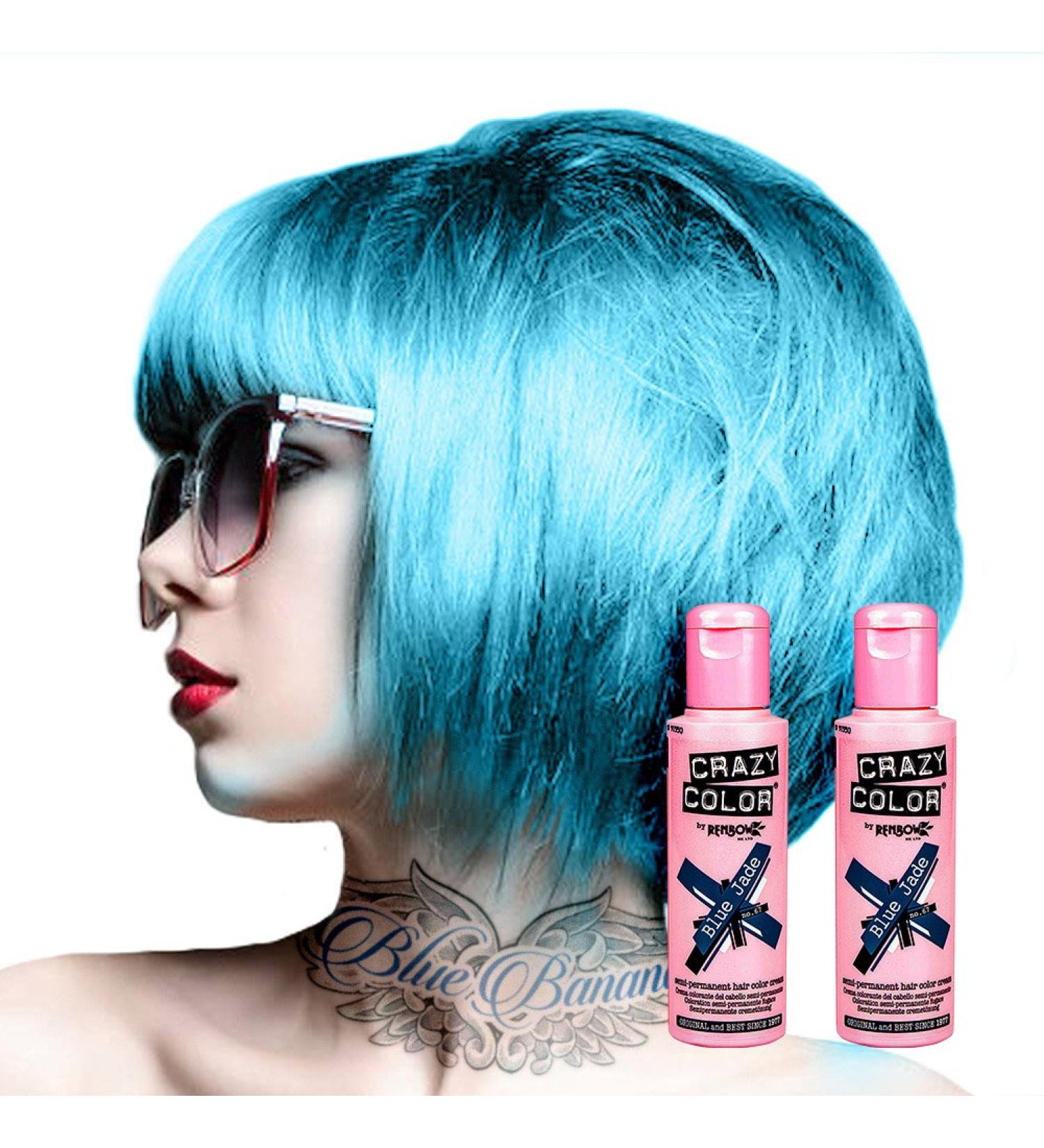 Buy 2x Crazy Color Semi-Permanent Hair Color 100ml - Blue Jade (Pack of 2) | International Shipping Available - Buy Online on GoSupps.com