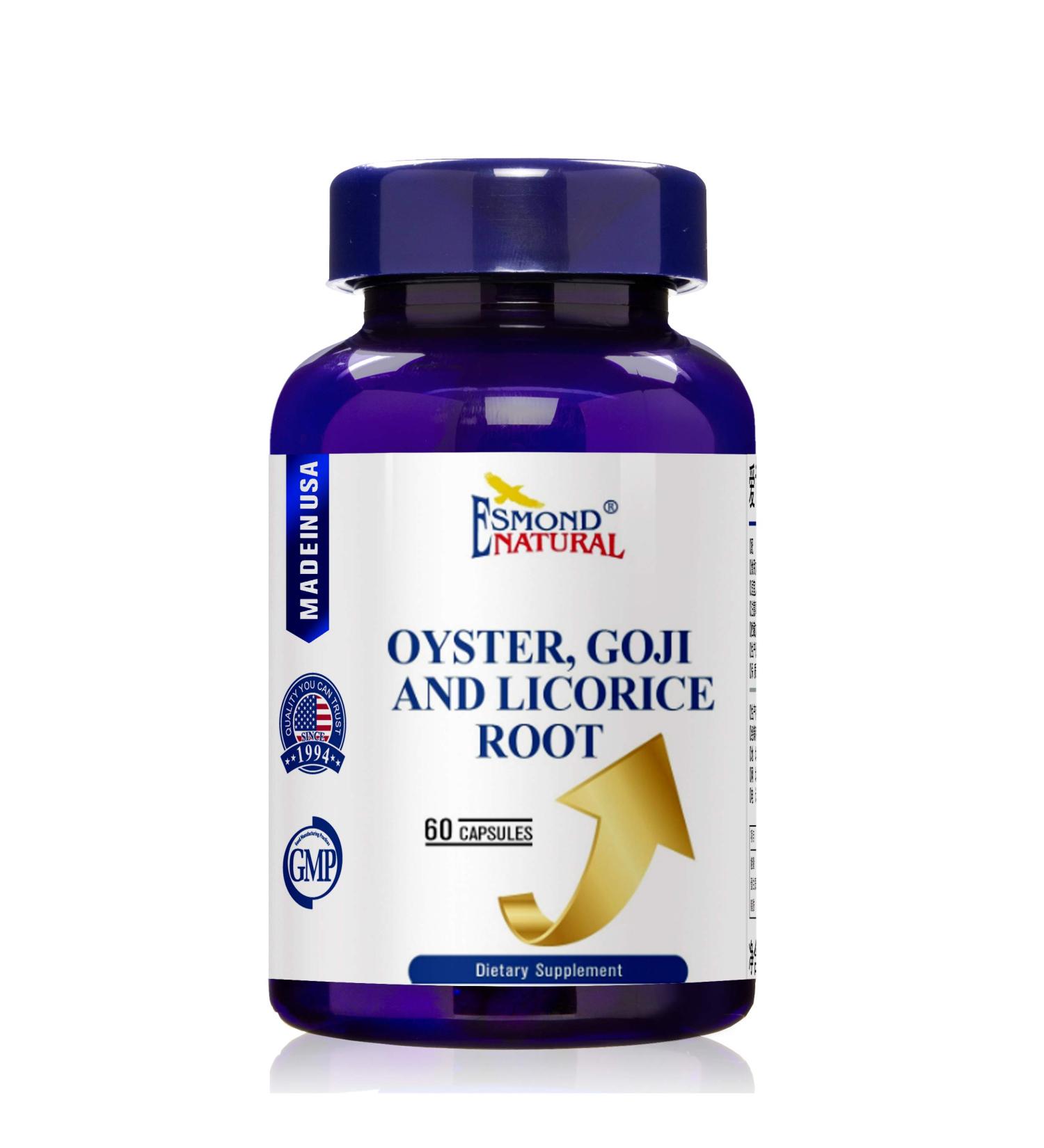 Esmond Natural: Oyster Goji & Licorice Root Complex GMP Natural Product Assn Certified Made in USA - 60 Capsules - Buy Online on GoSupps.com