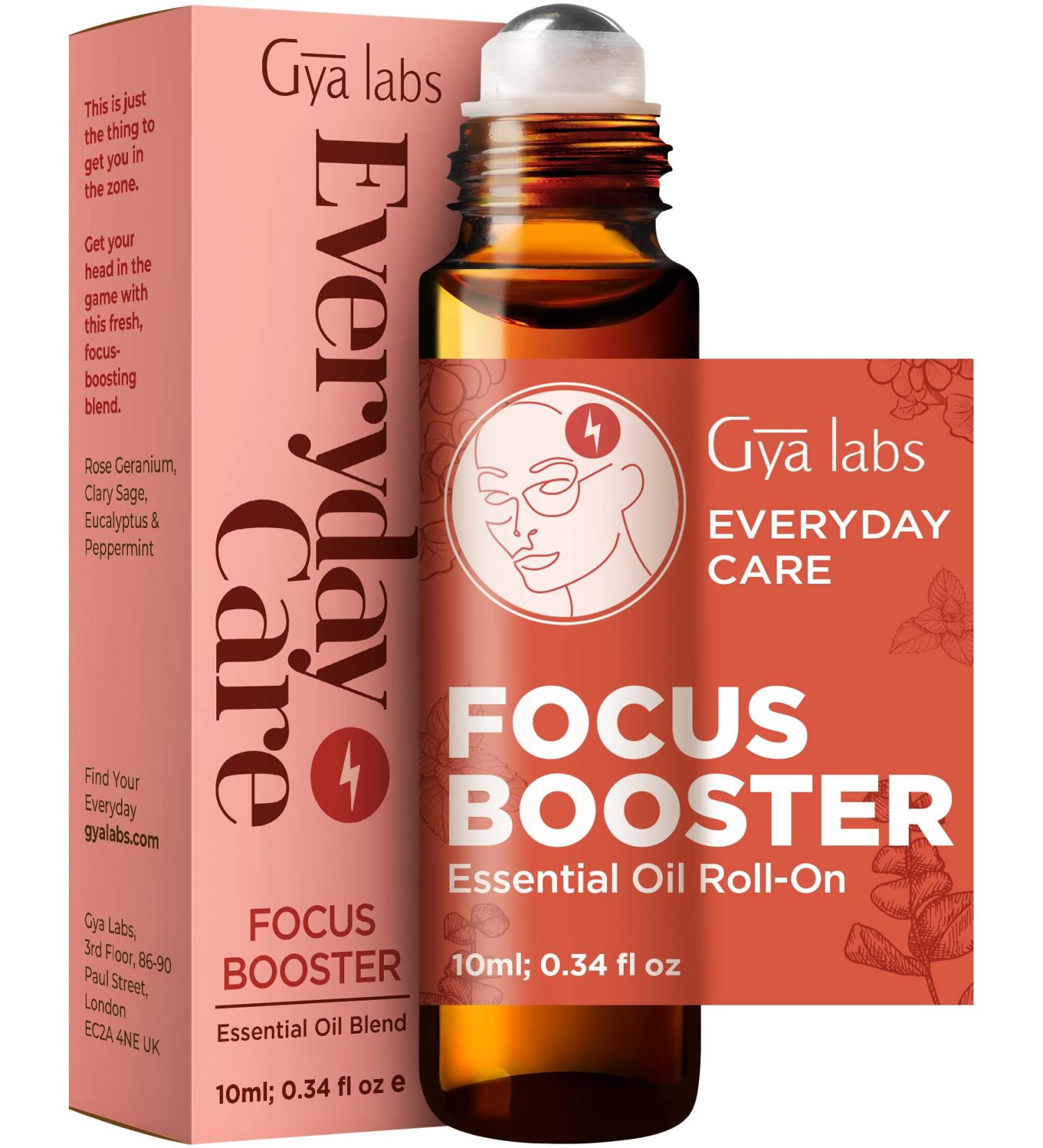 Gya Labs Focus Booster Essential Oil Roll-On 10ml - Fresh Minty Scent | Mental Focus Support - Buy Online on GoSupps.com