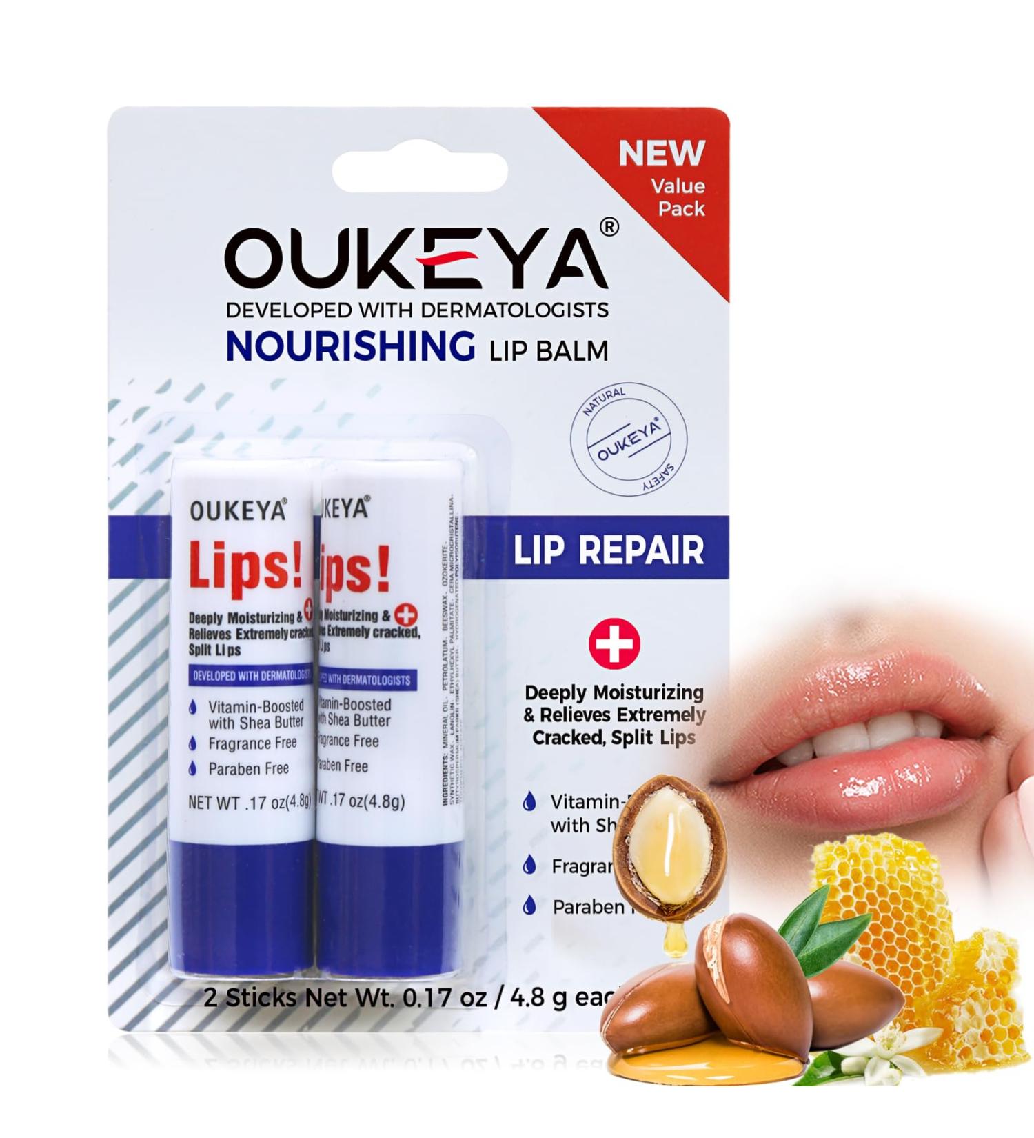 Medicated Lip Balm Hydrating w/Petrolatum Shea Butter Beeswax 100% Natural Ingredients Organic Lip Butter Balm & Moisturizers Lip Repair For Dry Cracked Lips Overnight Lip Treatment 2PCS - Buy Online on GoSupps.com