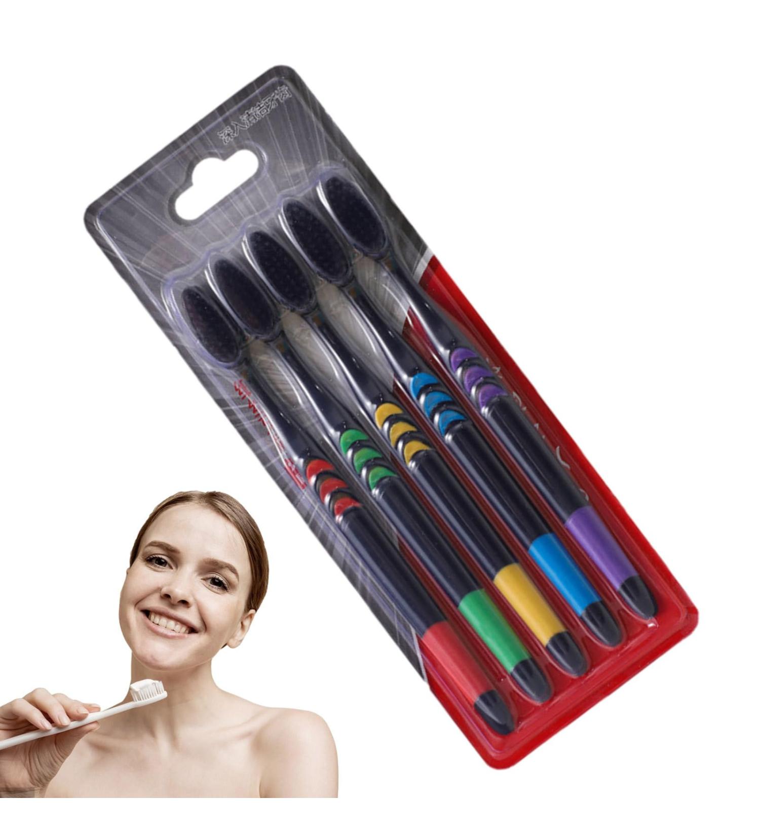 Wobblo Charcoal Toothbrush Pack for Adults | 5 Soft Bristle Bamboo Brushes | Ultraica Eco-Friendly Oral Care - Buy Online on GoSupps.com