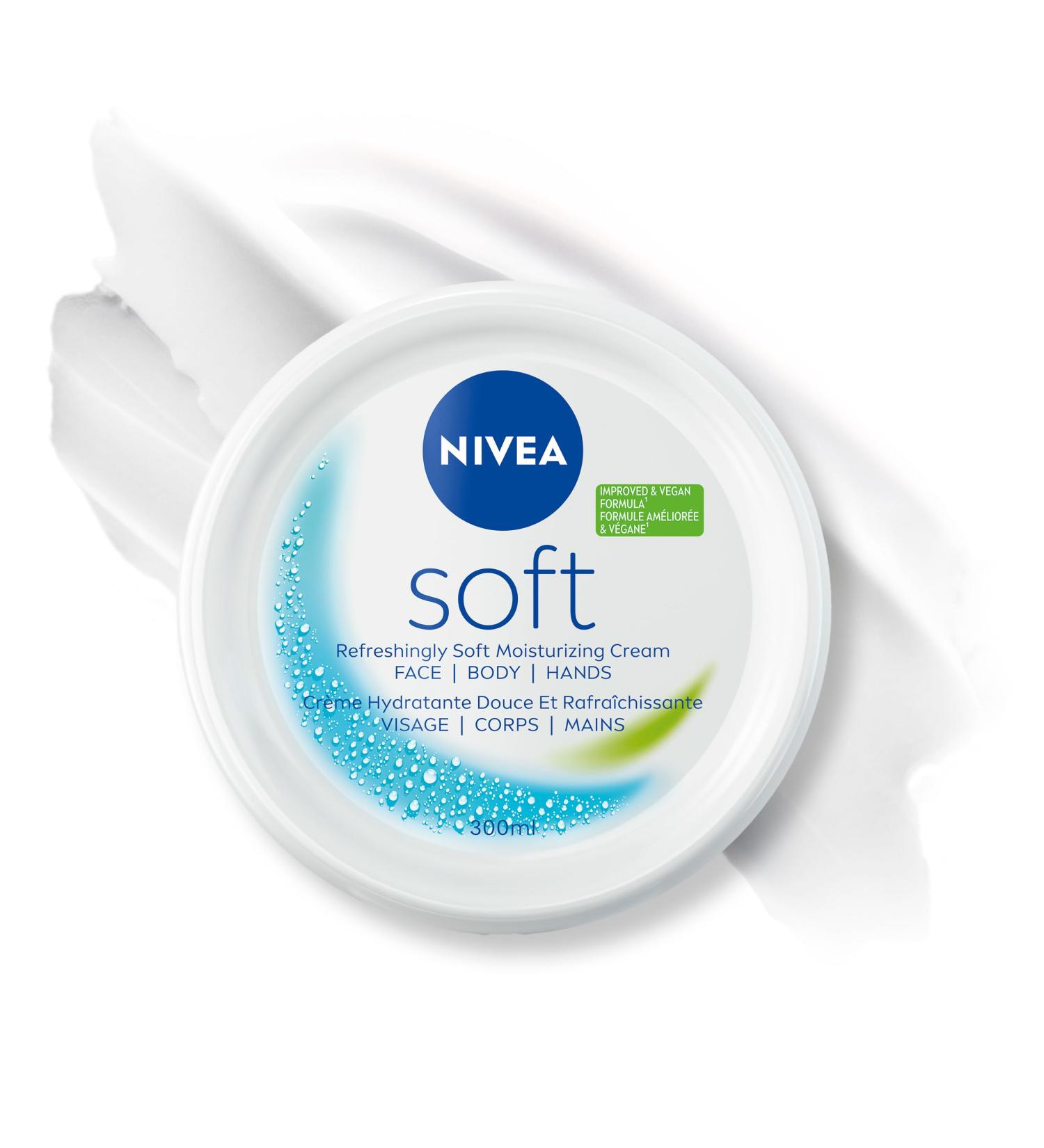 NIVEA Soft All-Purpose Moisturizing Cream Face Hand and Body Cream Non-Greasy Lightweight Moisturizer Provides 48-Hour Hydration for All Skin Types 300mL Scented 300 ml (Pack of 1) - Buy Online on GoSupps.com