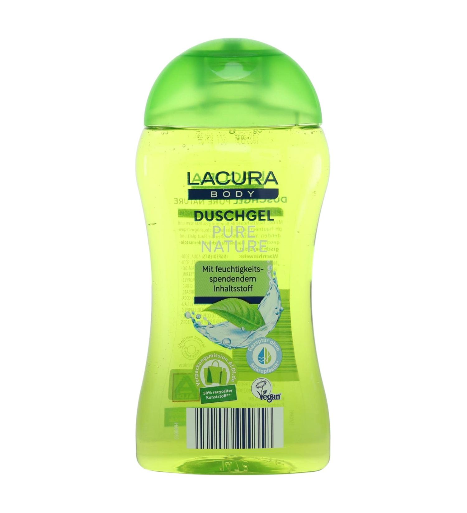 Royal Sanders BV LACURA Body shower gel Pure Nature with moisturizing ingredients vegan 300 ml pack of 2
