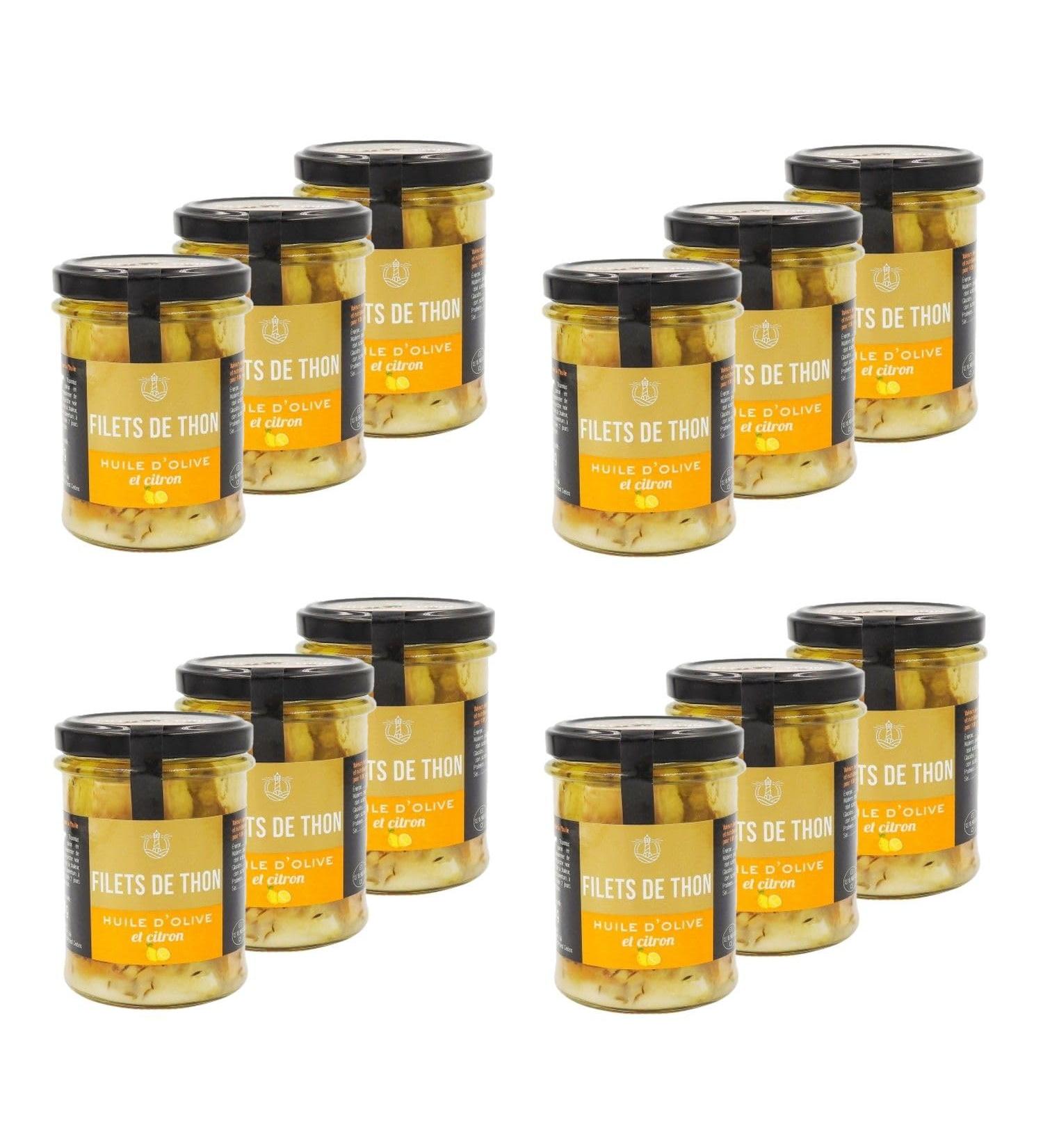 Lot 12x Tuna fillets in olive oil lemon and thyme - 200g jar - Buy Online on GoSupps.com