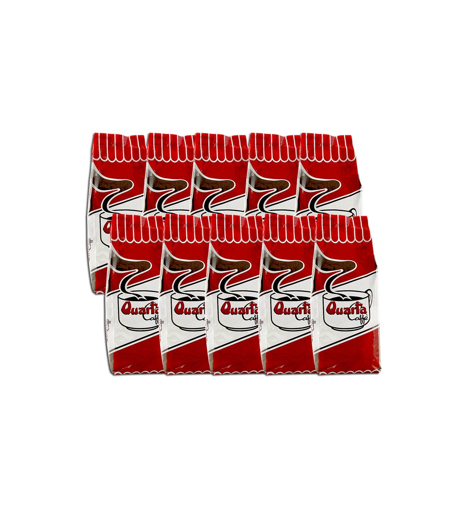 Quarta coffee La Rossa ground. N. 10 packs of 250 g. Italian Coffee Puglia Salento produced and packaged in Salento.