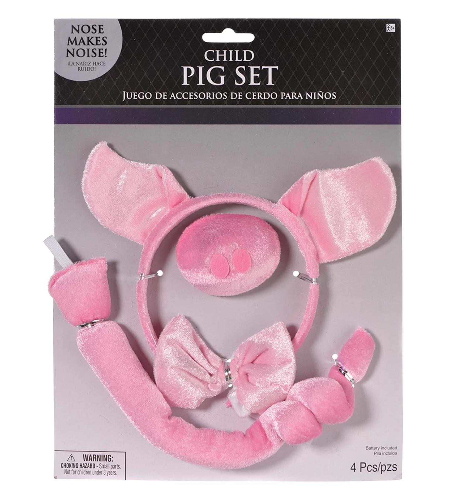 Pig Costume Accessory Kit - Child Size Pink - 1 Set
