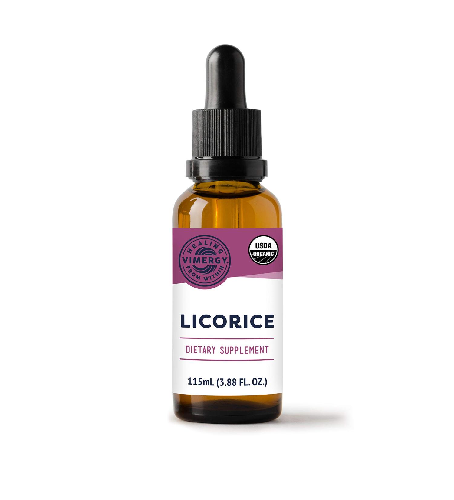 Vimergy USDA Organic Licorice Root Extract Drops - Digestive & Respiratory Support - 115ml | Alcohol-Free, Gluten-Free, Non-GMO, Vegan, Paleo Friendly - Buy Online on GoSupps.com