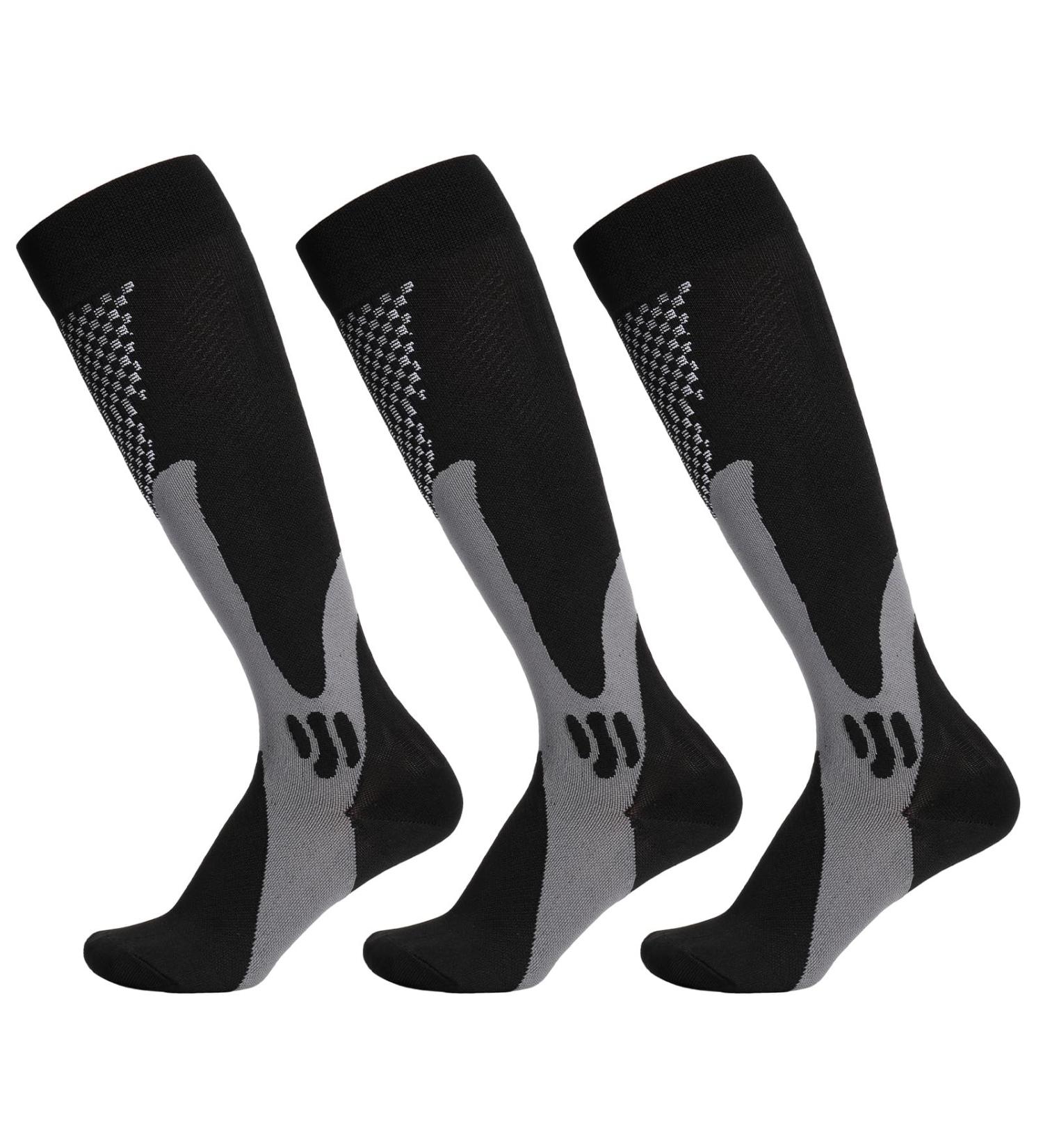 Apricitie Compression Stockings for Women & Men | 15-20 mmHg High Comfort Thrombosis Socks for Sports Travel & Fitness - 3 Pairs Gray - Buy Online on GoSupps.com