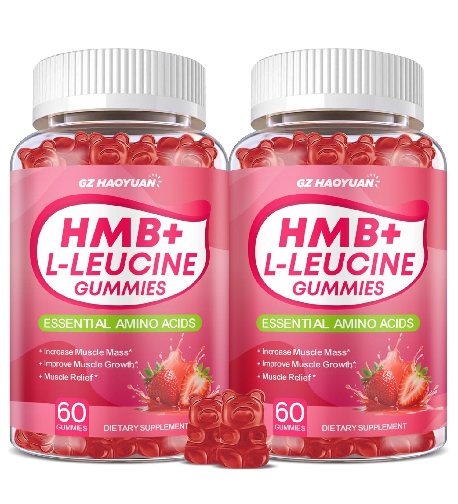 HMB and L-Leucine Gummies, 4500mg HMB and Leucine Supplements for Men & Women, Sugar-Free, Strawberry Flavored, 120 Count Strawberry 60 Count (Pack of 2) - Buy Online on GoSupps.com