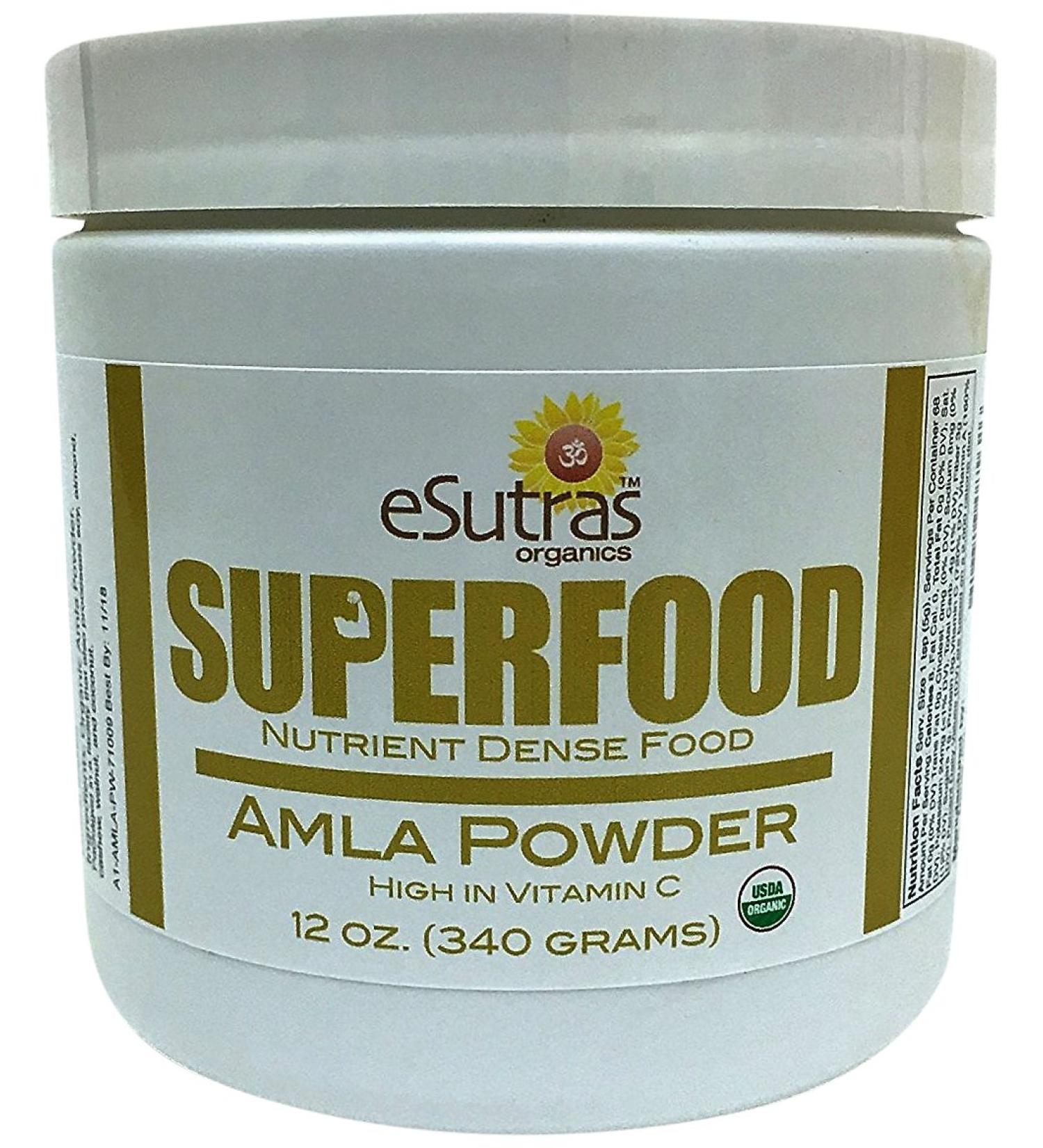 Esutras Organics Amla Powder 12oz - Pure Indian Gooseberry Powder for Hair & Skin - 100% Organic and Natural - Buy Online on GoSupps.com