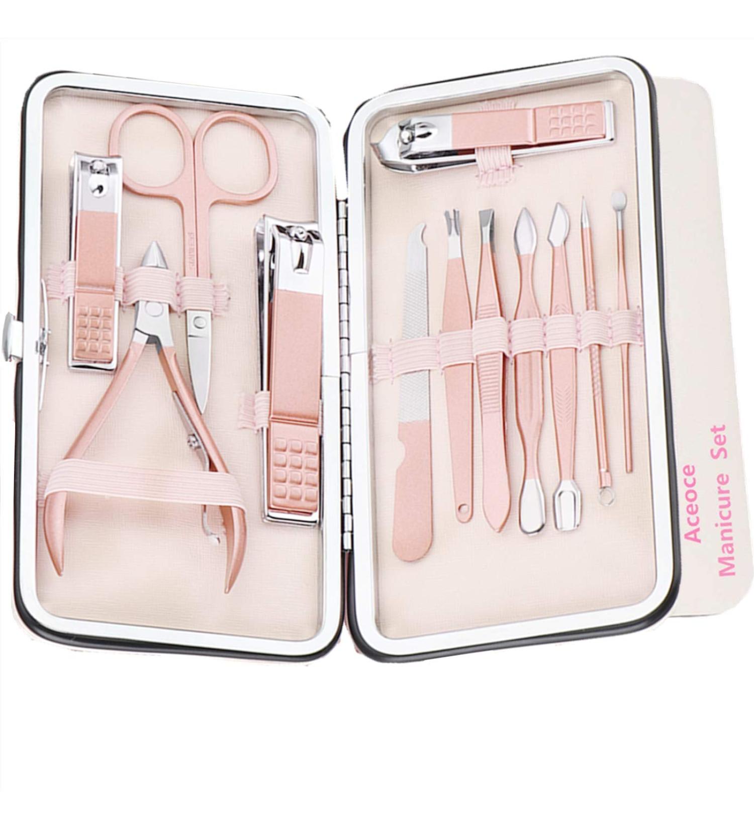 Professional 12-in-1 Stainless Steel Manicure Set for Men and Women - Ultra Sharp Nail Clippers Pedicure Kit with Luxury Leather Case - Buy Online on GoSupps.com