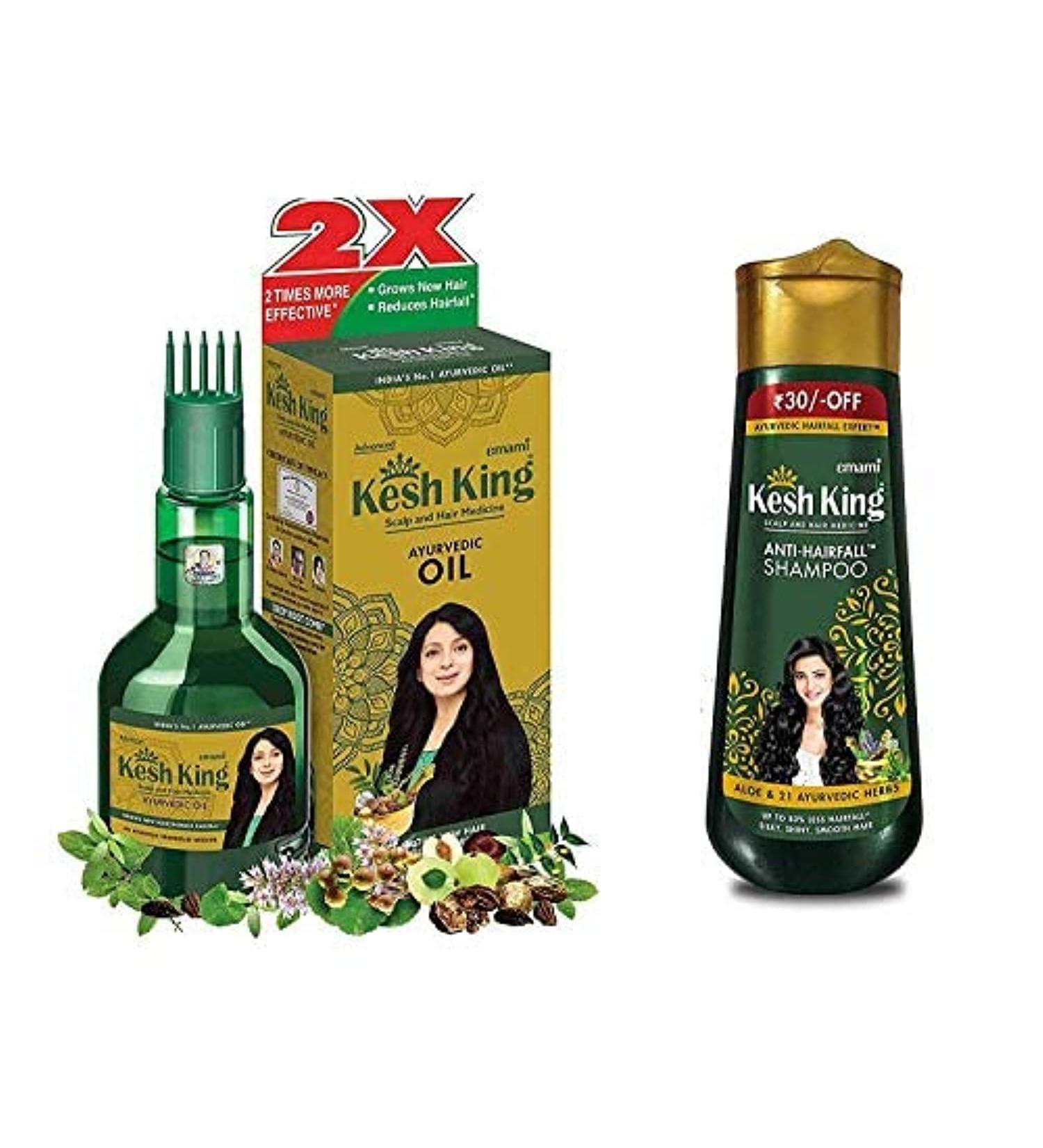 Kesh King Ayurvedic Scalp and Hair Oil 100ml (Hair Oil & Shampoo Combo) - Buy Online on GoSupps.com