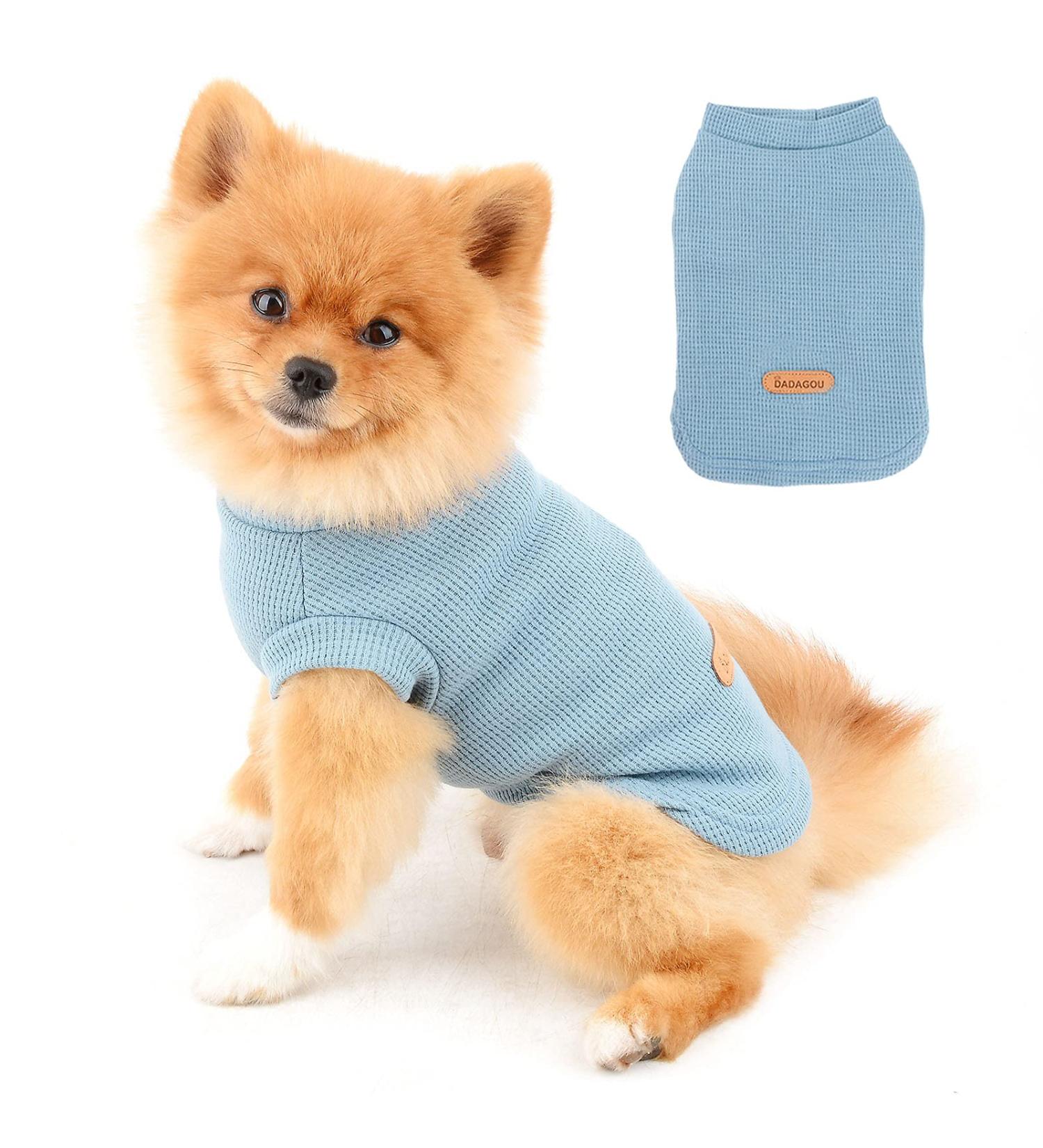 Paidful Soft Cotton Dog Shirts for Small to Medium Dogs & Cats - Breathable Summer Sleeveless Vests - Blue XL (Back Length: 35cm Bust: 47cm) - Buy Online on GoSupps.com