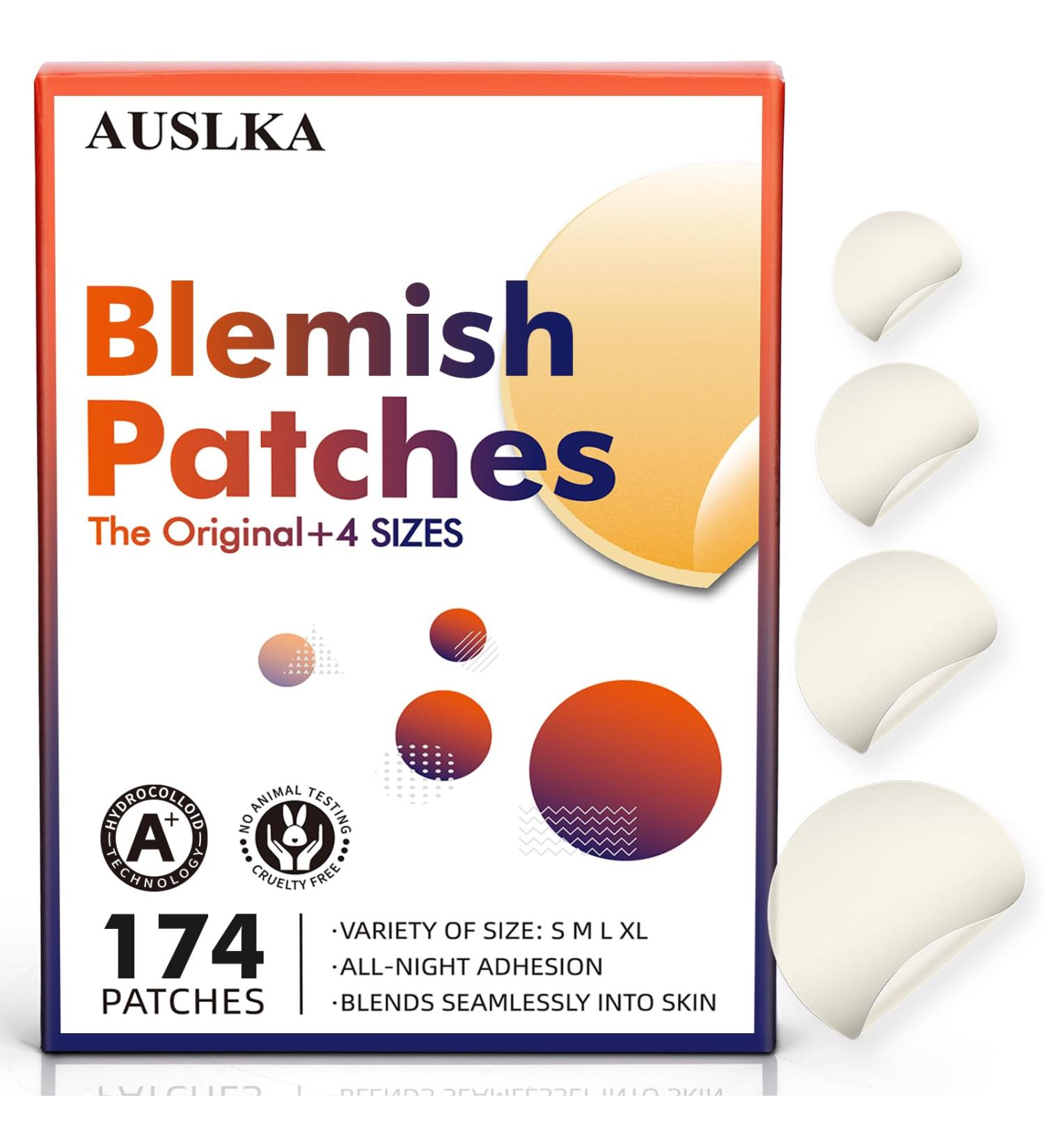 AUSLKA Blemish Patches - 4 Size (174 Patches) - Hydrocolloid Blemish Patch - Invisible Spot Cove - Spot Dots - for Face Zit Patches 175 Count (Pack of 1) - Buy Online on GoSupps.com