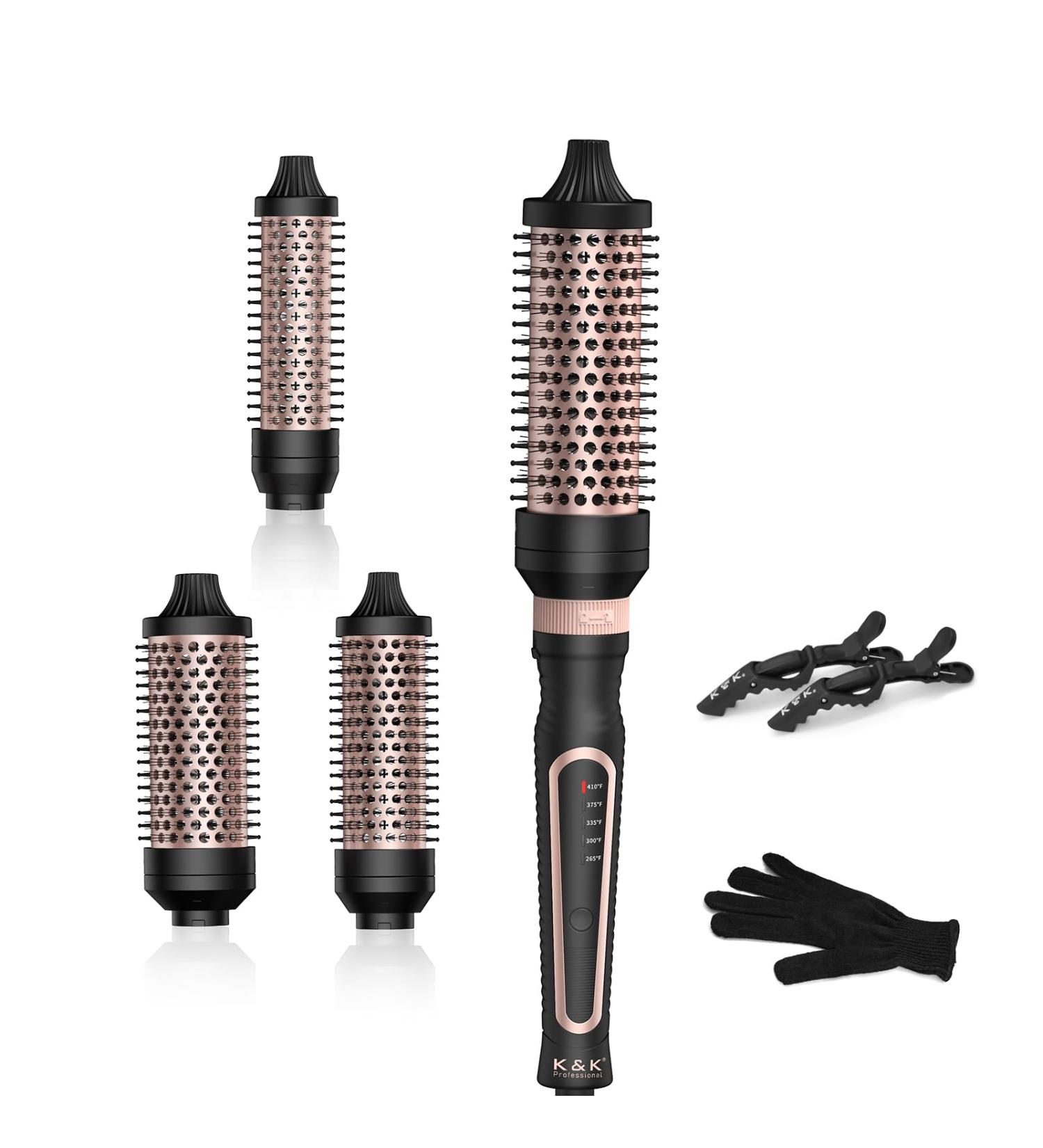 Thermal Brush 3 in 1 Set - Ionic Heated Round Curling Brush for Volume & Smooth Hair - Fast Heating Ceramic Curling Iron (Black) - International Shipping Available - Buy Online on GoSupps.com