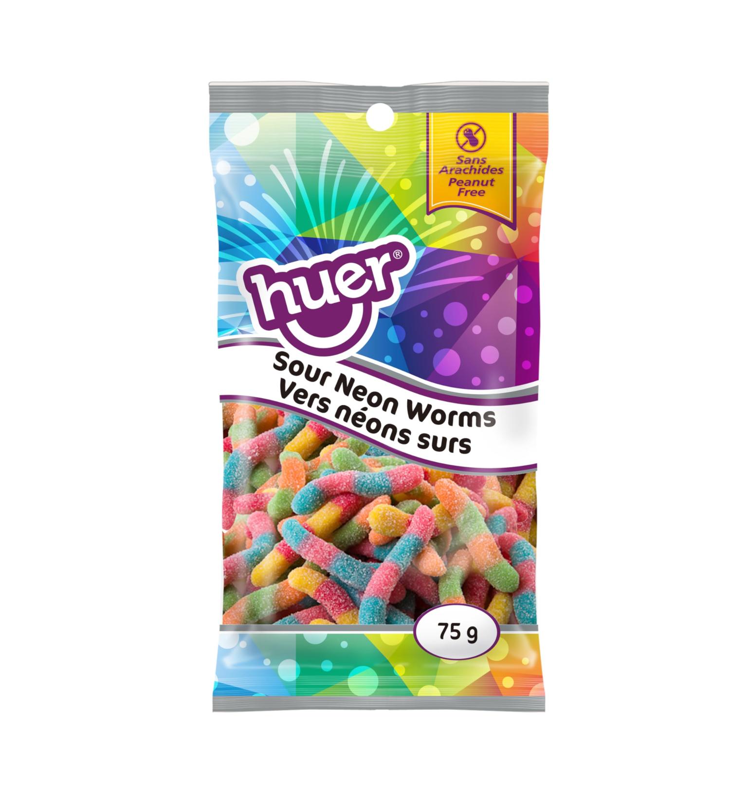 Huer - Sour Neon Worm Pocket Pals 12 Pack Sour Flavour Soft and Chewy Gummy Candy 75g Bag (Pack of 12) Stocking Stuffers Christmas Gift Sour Neon Worms - Buy Online on GoSupps.com