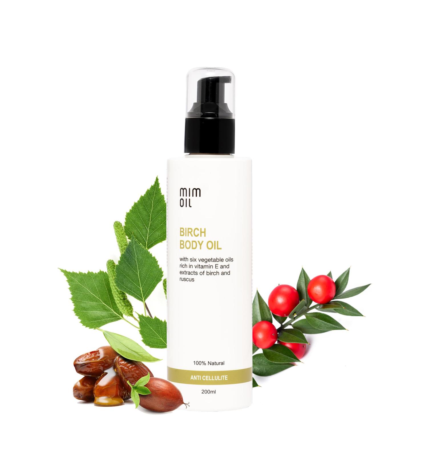Mimoil Anti-Cellulite Moisturizing and Firming With Birch Ruscus Grape Seed and Vegetable Oils Rich in Vit E | 100% Natural | 200ml - Buy Online on GoSupps.com