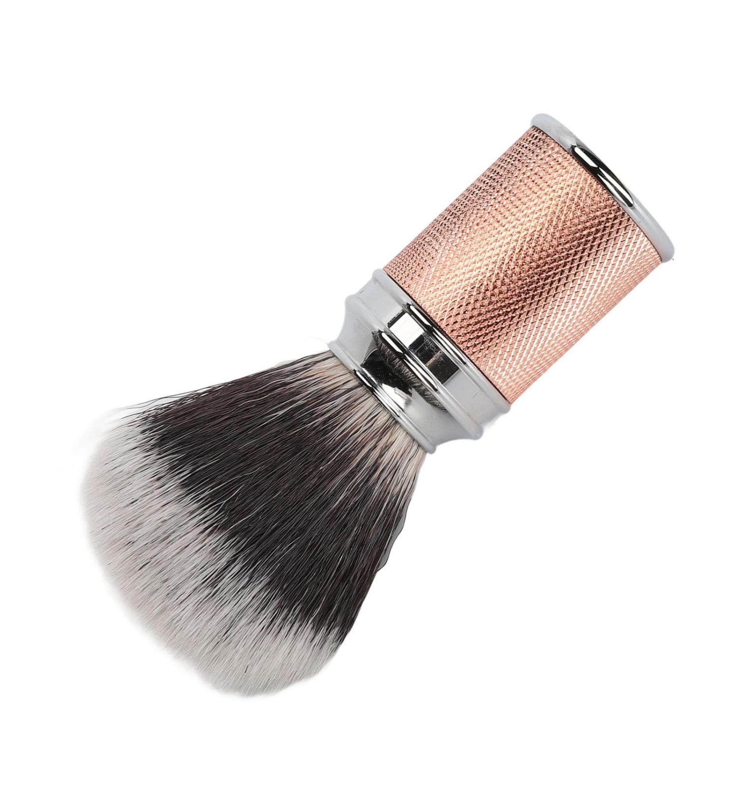 Premium Rose Gold Shaving Brush | Nylon Beard Brush with Curved Handle & Synthetic Foam - International Shipping - Buy Online on GoSupps.com