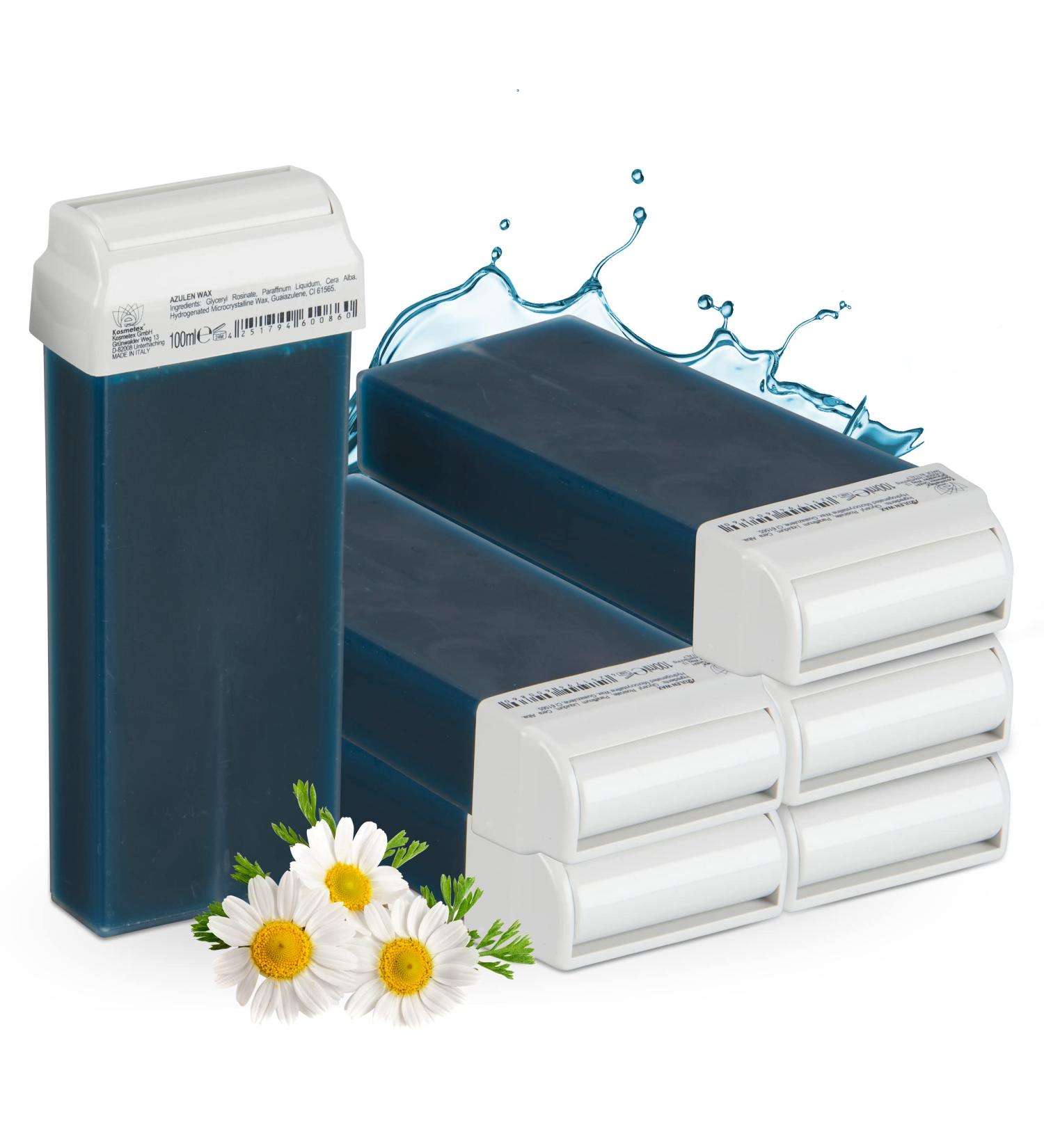 Kosmetex Azulen Wax Cartridges for Hair Removal - 6x100ml Roll-On Warm Wax Cartridges - Buy Online on GoSupps.com